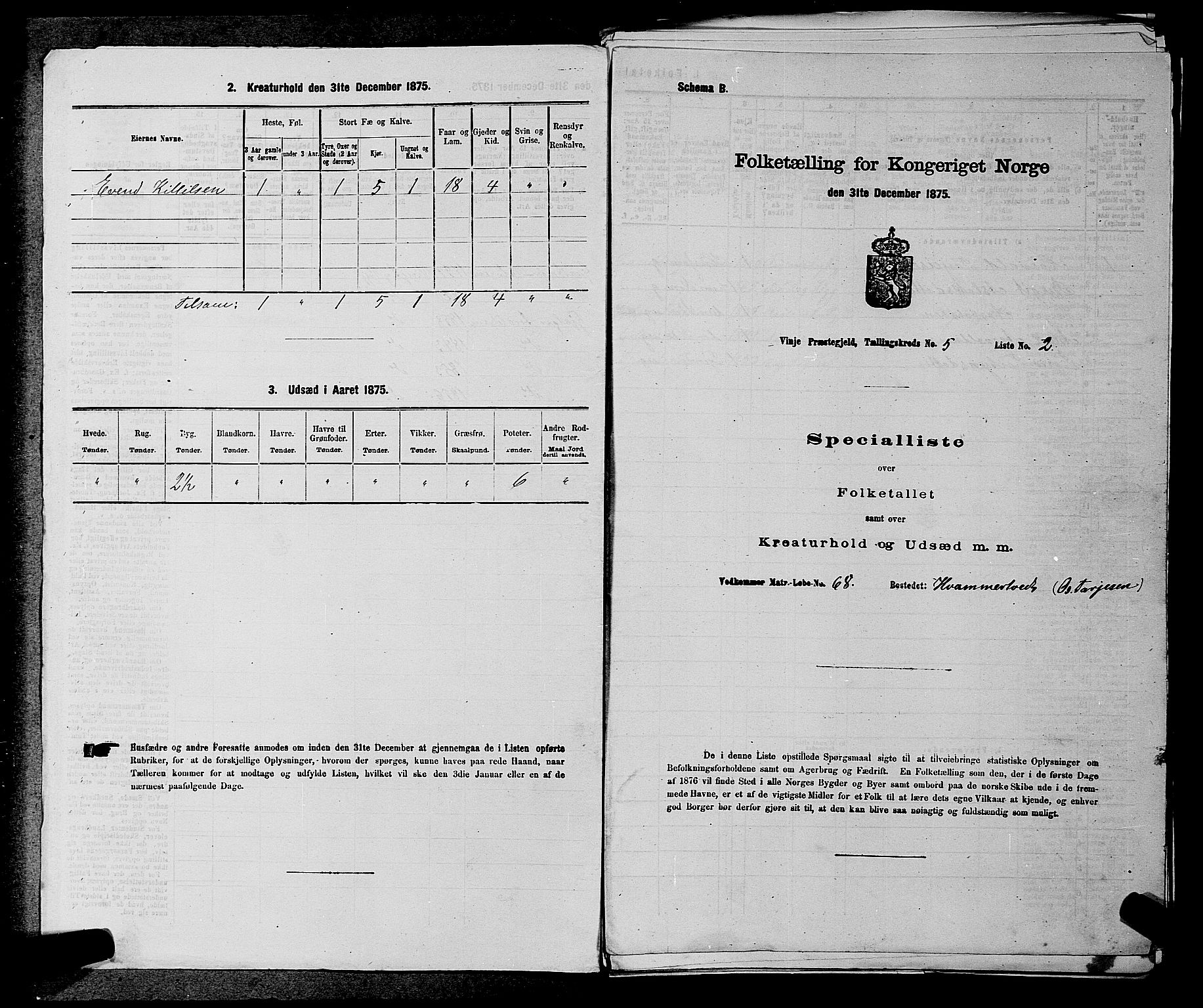 SAKO, Folketelling 1875 for 0834P Vinje prestegjeld, 1875, s. 353