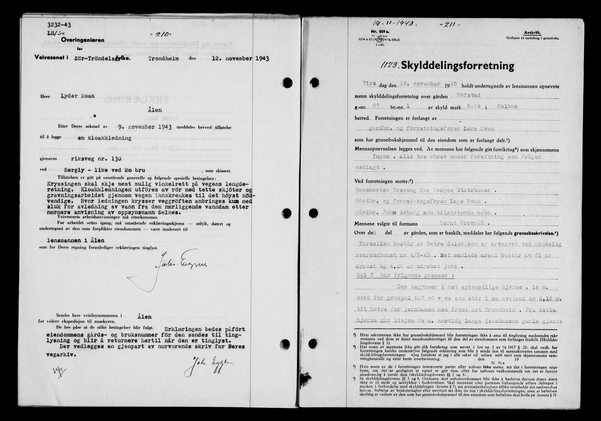 Gauldal sorenskriveri, SAT/A-0014/1/2/2C/L0057: Pantebok nr. 62, 1943-1944, Dagboknr: 1123/1943