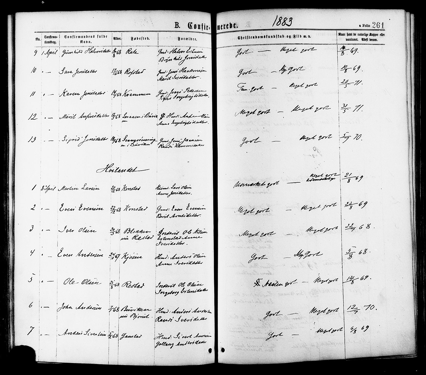 Ministerialprotokoller, klokkerbøker og fødselsregistre - Sør-Trøndelag, SAT/A-1456/691/L1079: Ministerialbok nr. 691A11, 1873-1886, s. 261