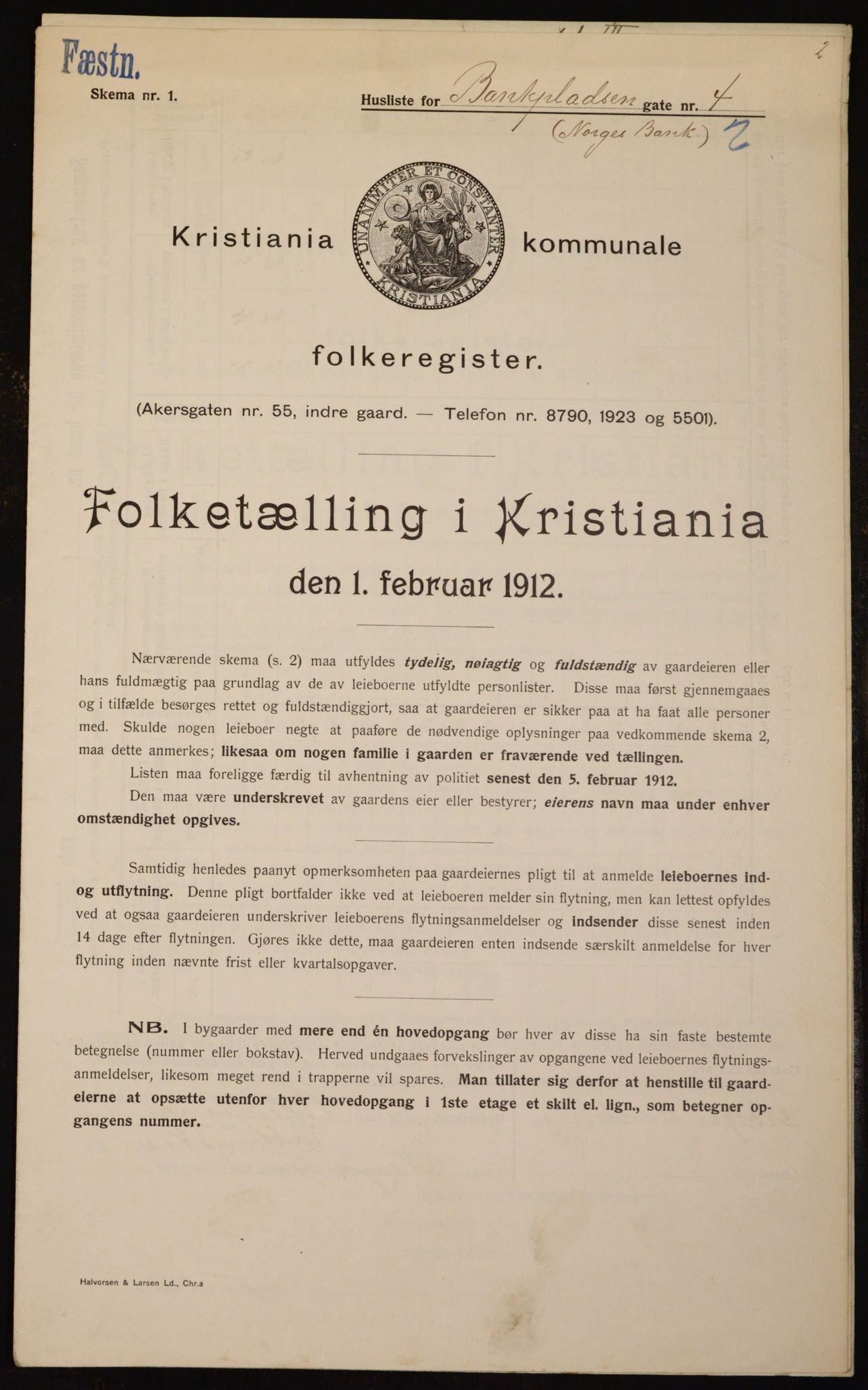 OBA, Kommunal folketelling 1.2.1912 for Kristiania, 1912, s. 3243