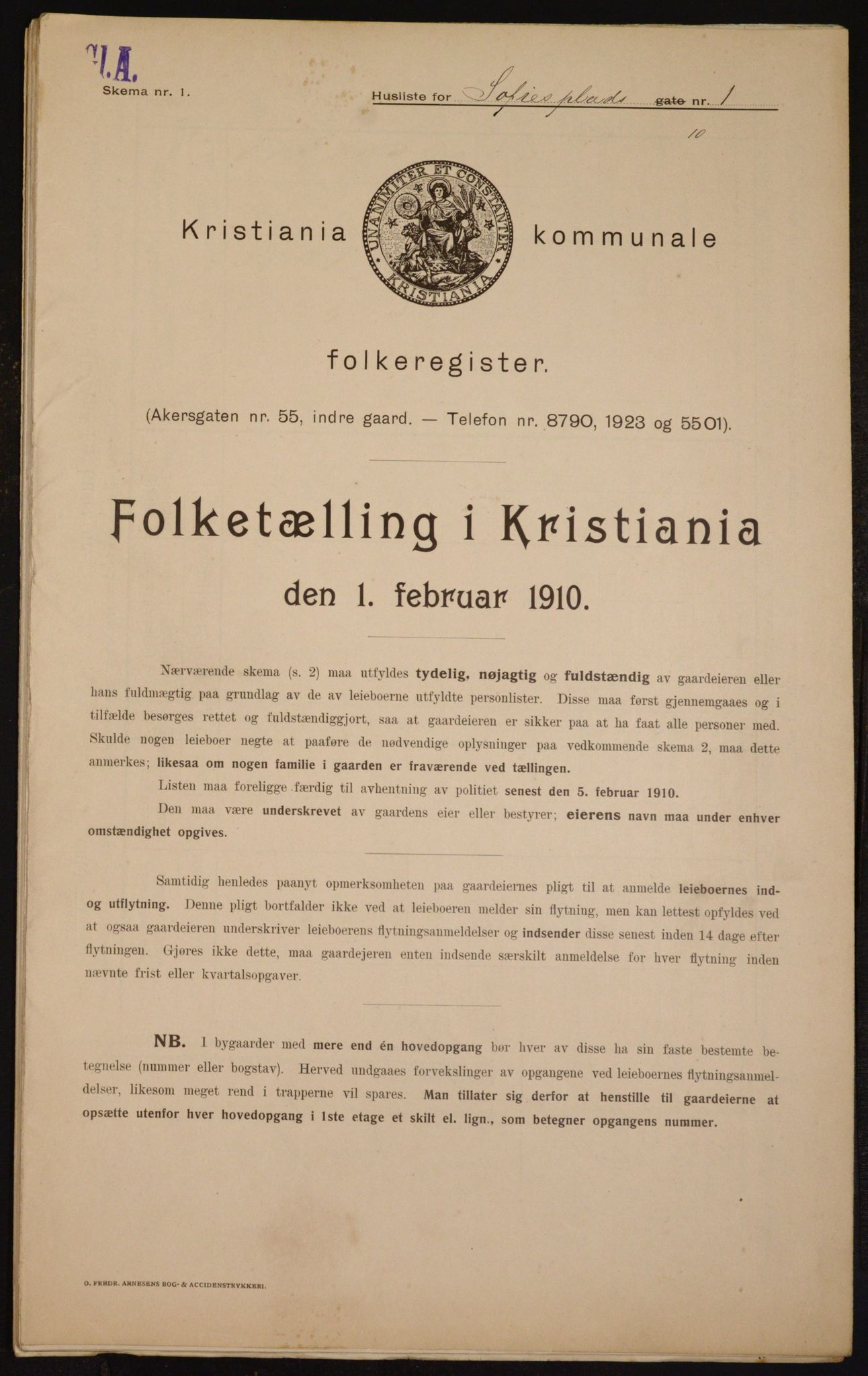 OBA, Kommunal folketelling 1.2.1910 for Kristiania, 1910, s. 94668