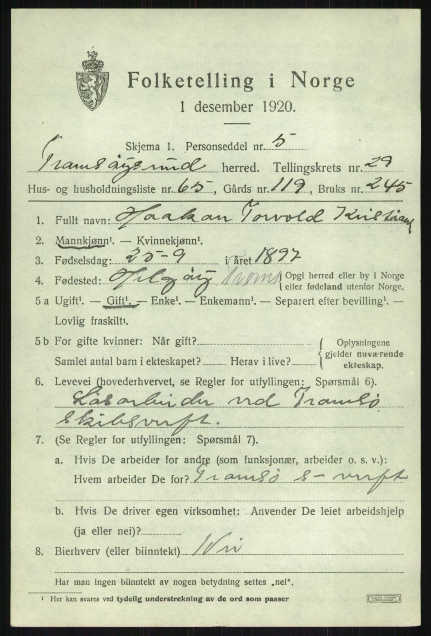 SATØ, Folketelling 1920 for 1934 Tromsøysund herred, 1920, s. 14180