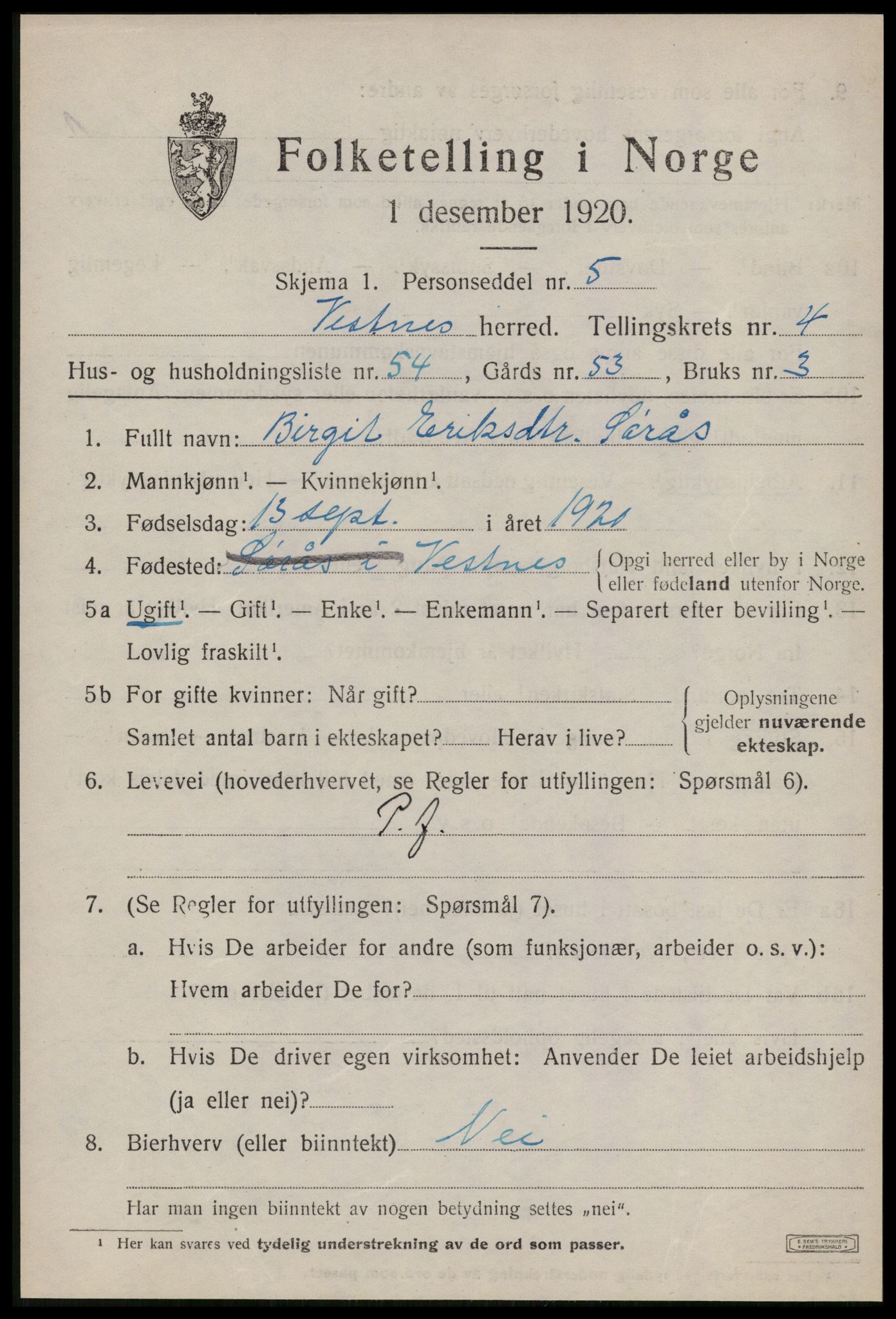 SAT, Folketelling 1920 for 1535 Vestnes herred, 1920, s. 3903