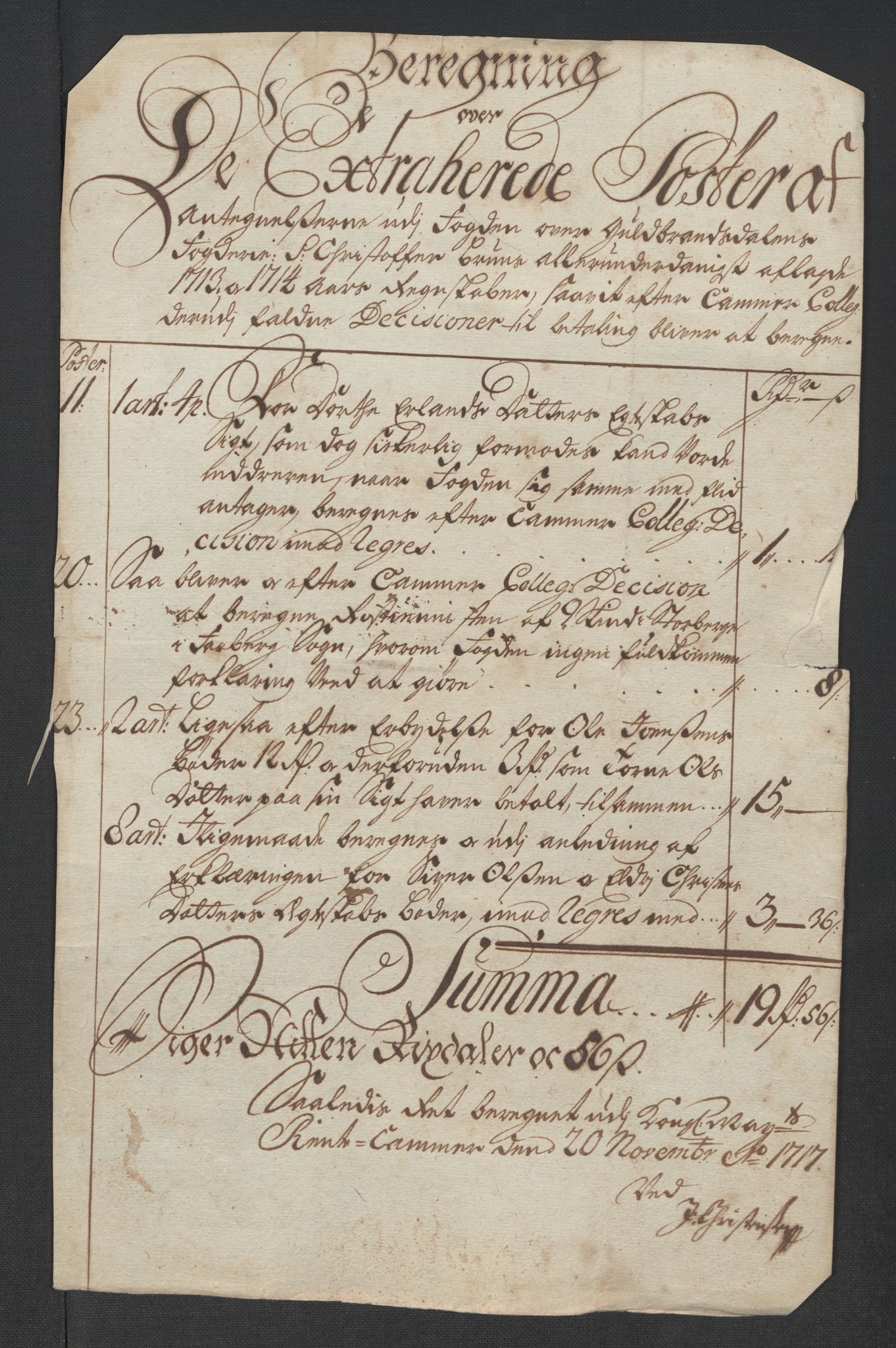 Rentekammeret inntil 1814, Reviderte regnskaper, Fogderegnskap, RA/EA-4092/R17/L1187: Fogderegnskap Gudbrandsdal, 1717, s. 256