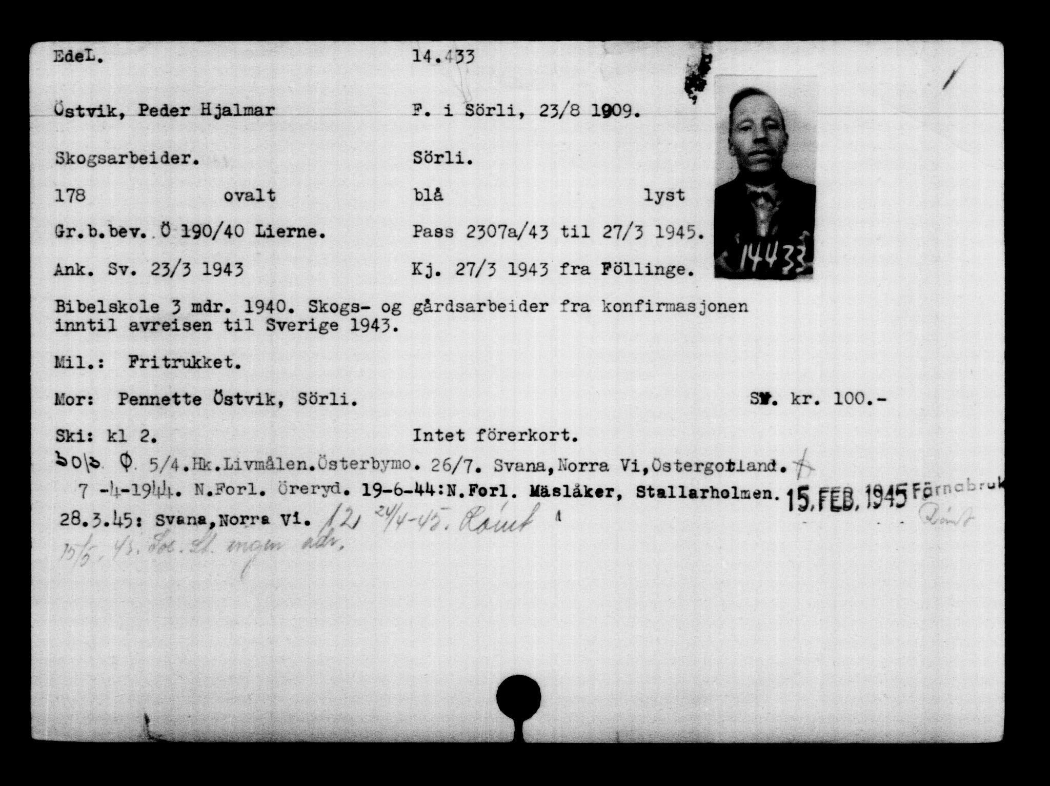 Den Kgl. Norske Legasjons Flyktningskontor, AV/RA-S-6753/V/Va/L0007: Kjesäterkartoteket.  Flyktningenr. 12700-15723, 1940-1945, s. 2002