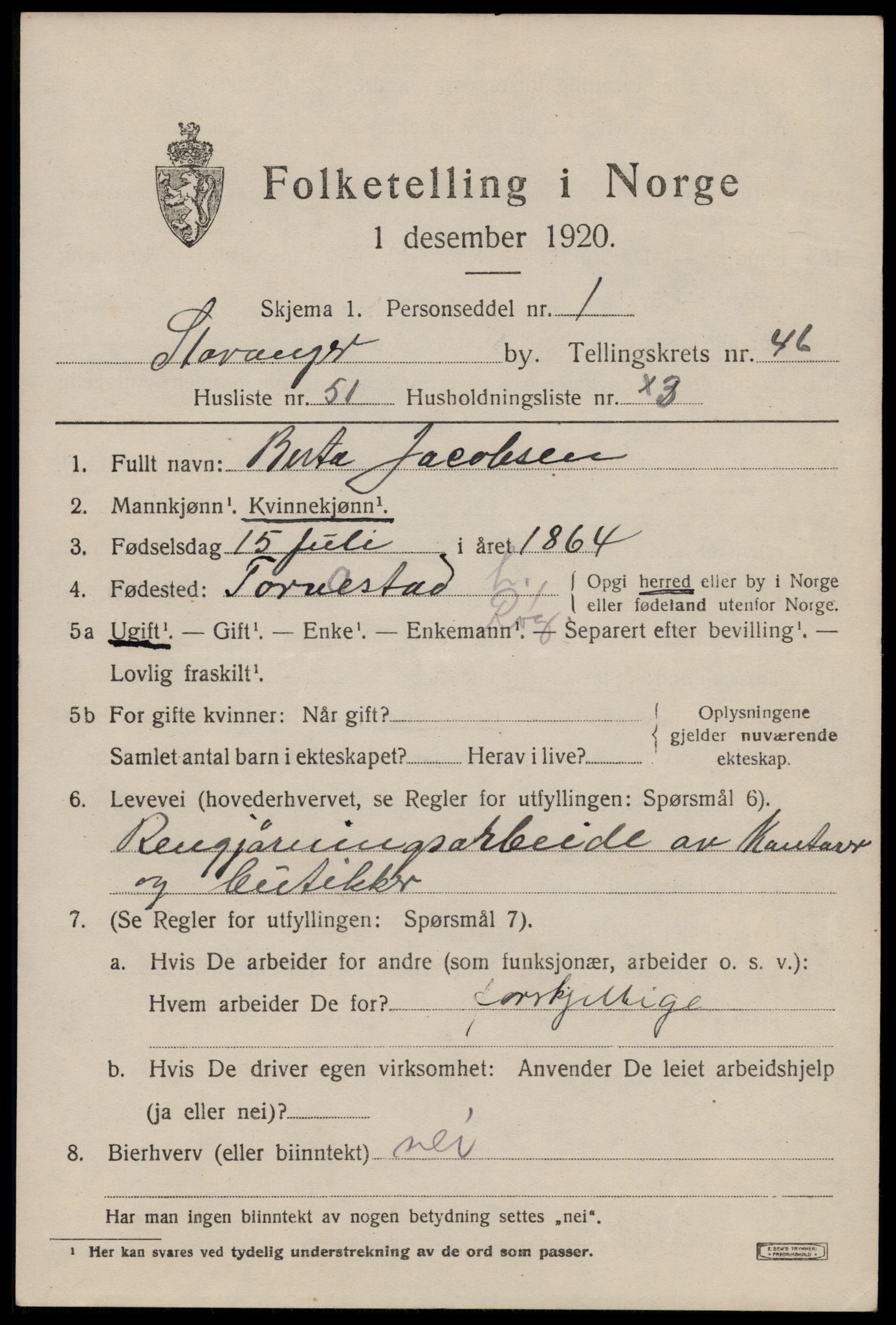 SAST, Folketelling 1920 for 1103 Stavanger kjøpstad, 1920, s. 113178