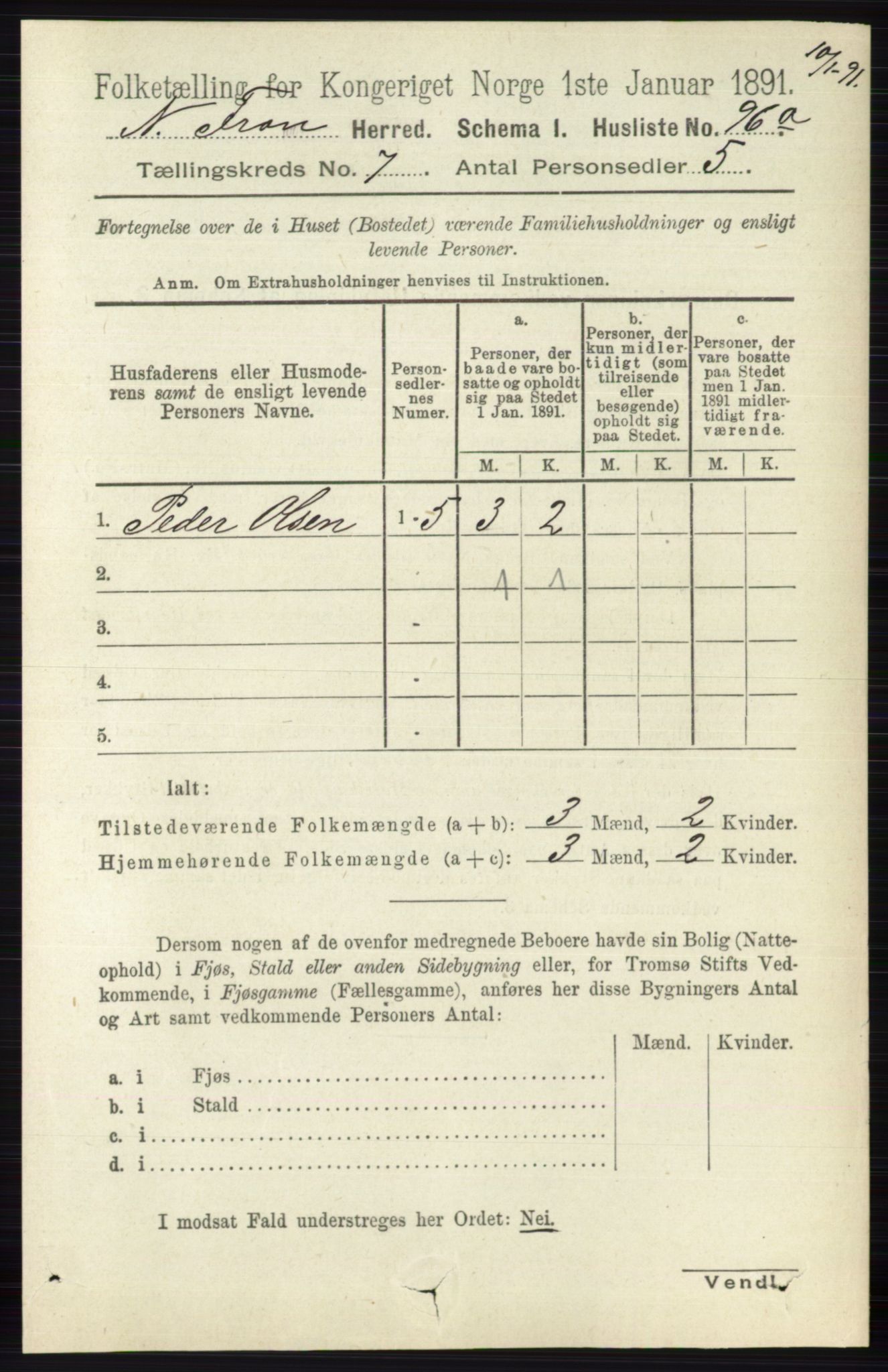 RA, Folketelling 1891 for 0518 Nord-Fron herred, 1891, s. 2833