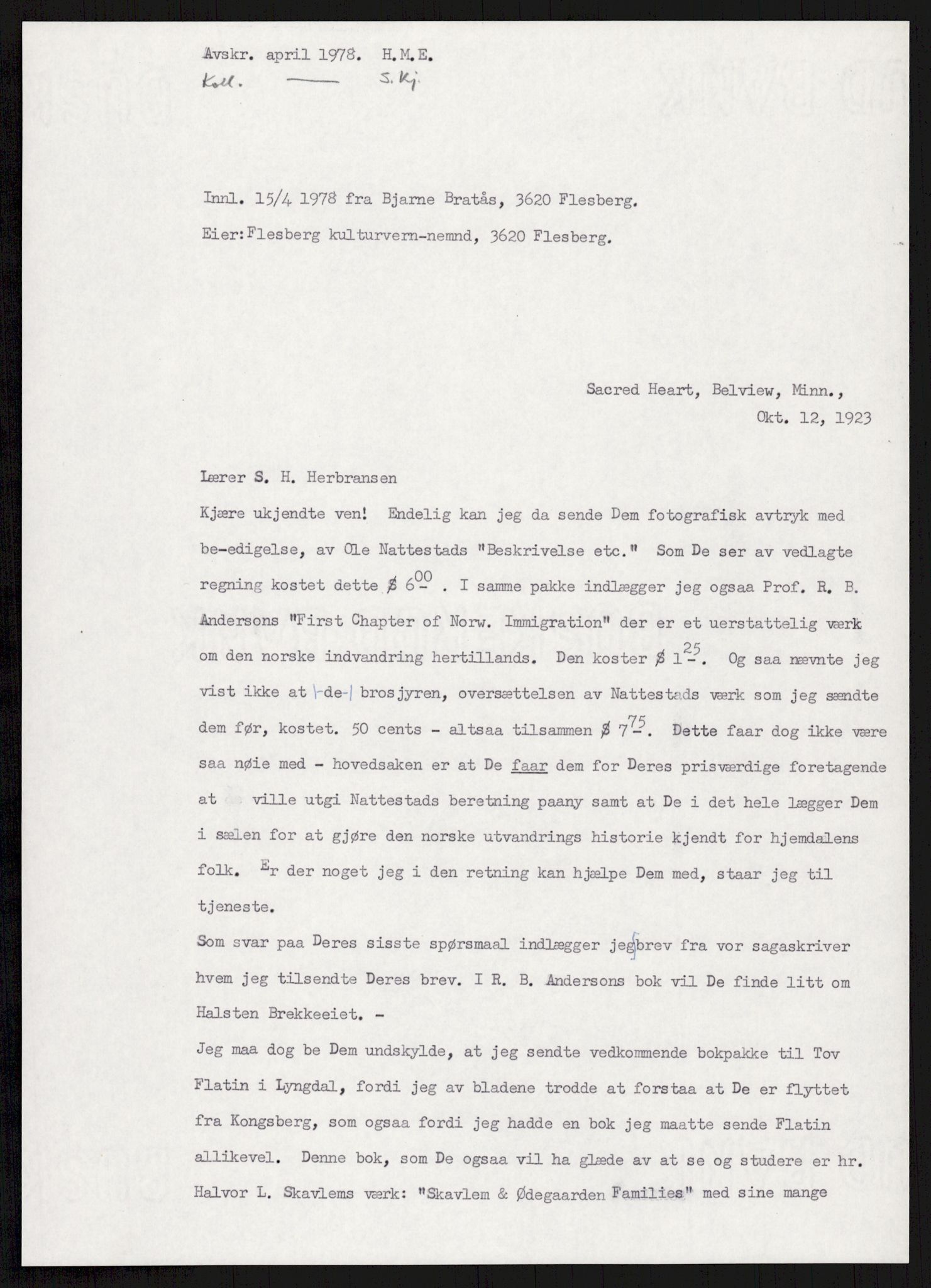 Samlinger til kildeutgivelse, Amerikabrevene, RA/EA-4057/F/L0016: Innlån fra Buskerud: Andersen - Bratås, 1838-1914, s. 556