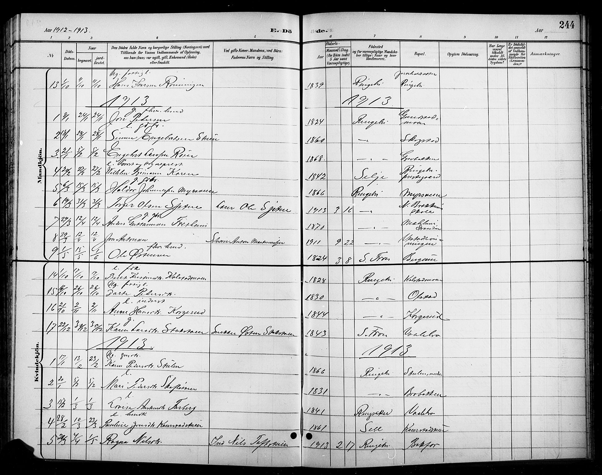 Ringebu prestekontor, AV/SAH-PREST-082/H/Ha/Hab/L0009: Klokkerbok nr. 9, 1899-1921, s. 244