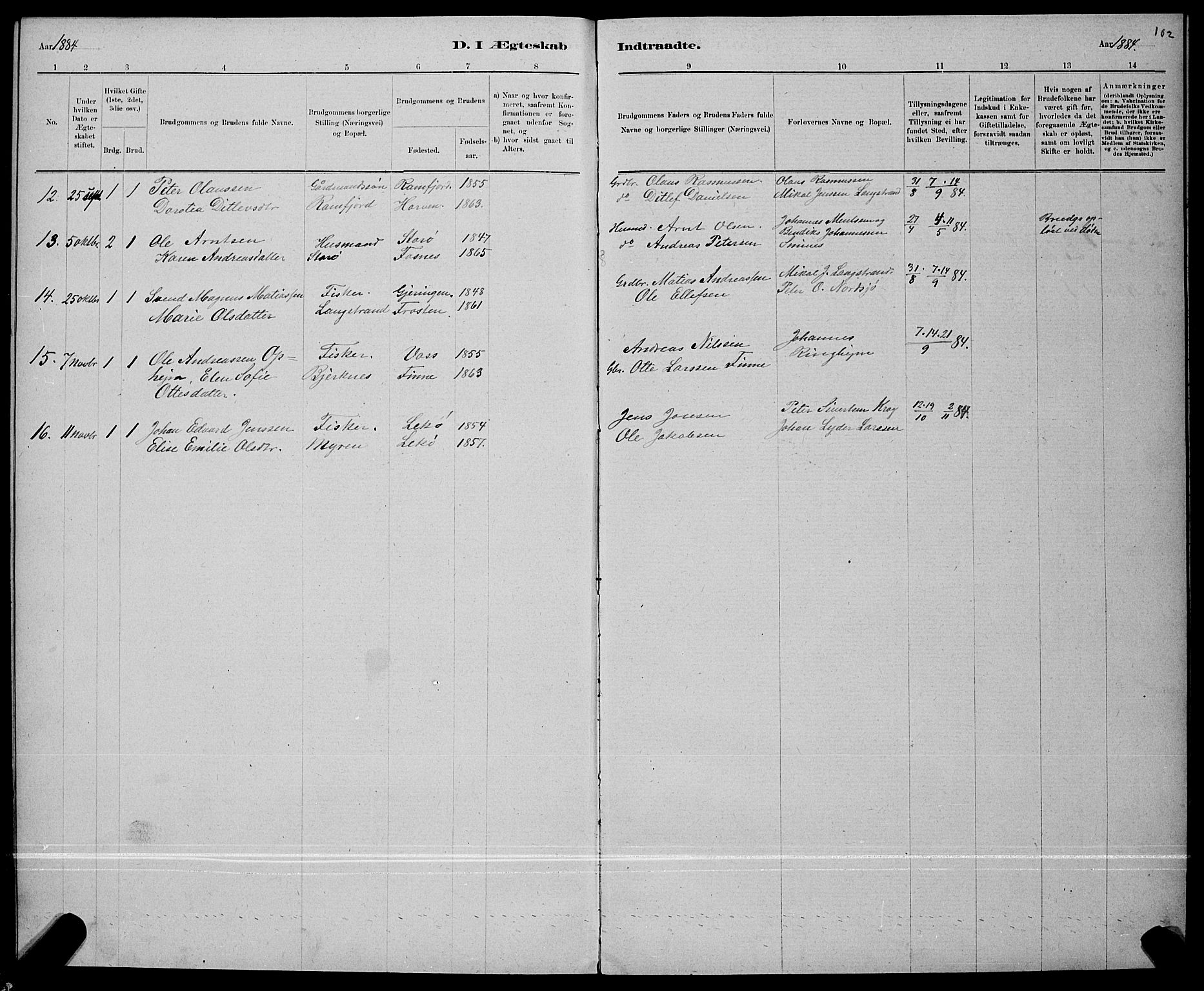 Ministerialprotokoller, klokkerbøker og fødselsregistre - Nord-Trøndelag, SAT/A-1458/780/L0651: Klokkerbok nr. 780C03, 1884-1898, s. 102