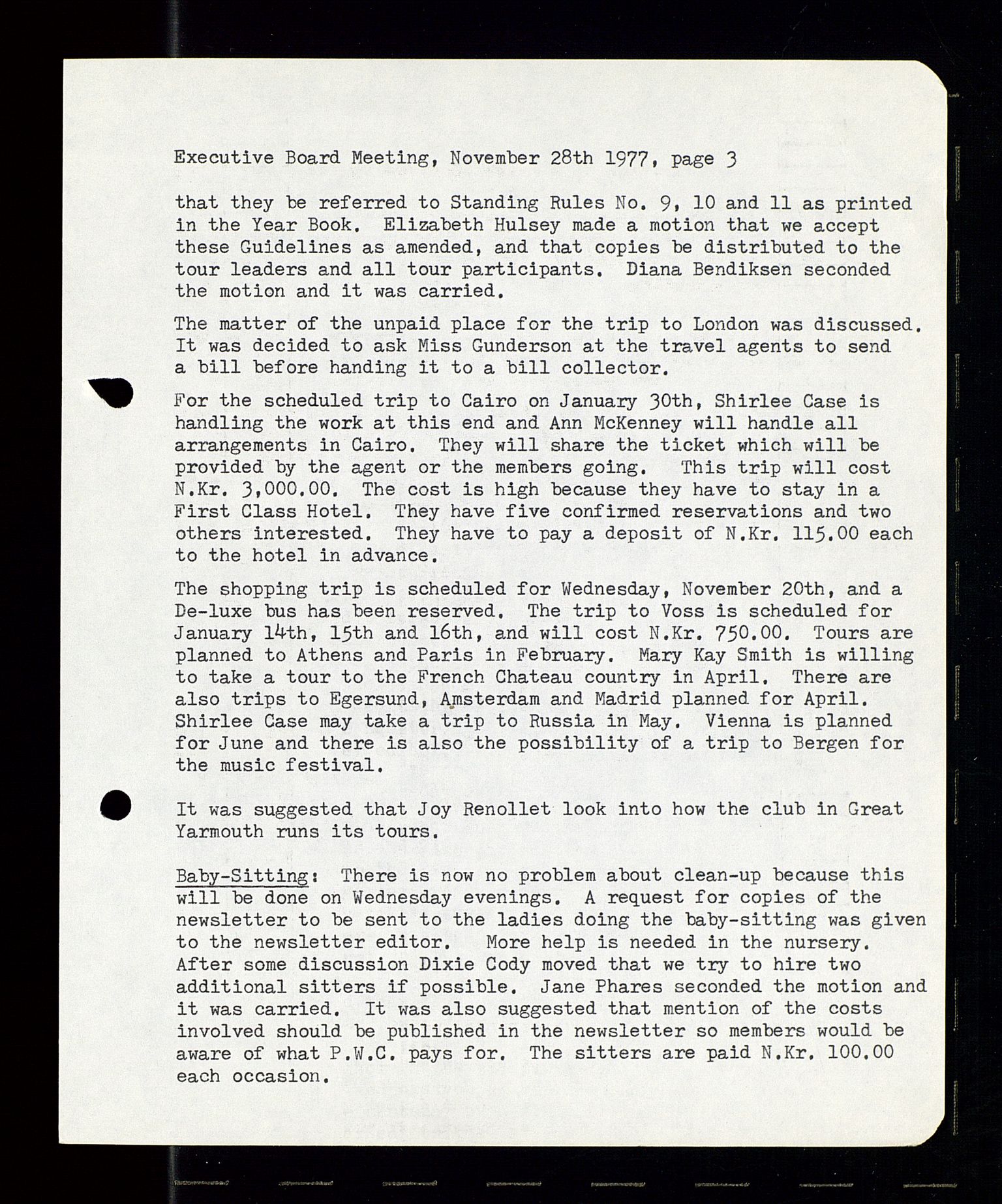 PA 1547 - Petroleum Wives Club, AV/SAST-A-101974/A/Aa/L0001: Board and General Meeting, 1970-1983