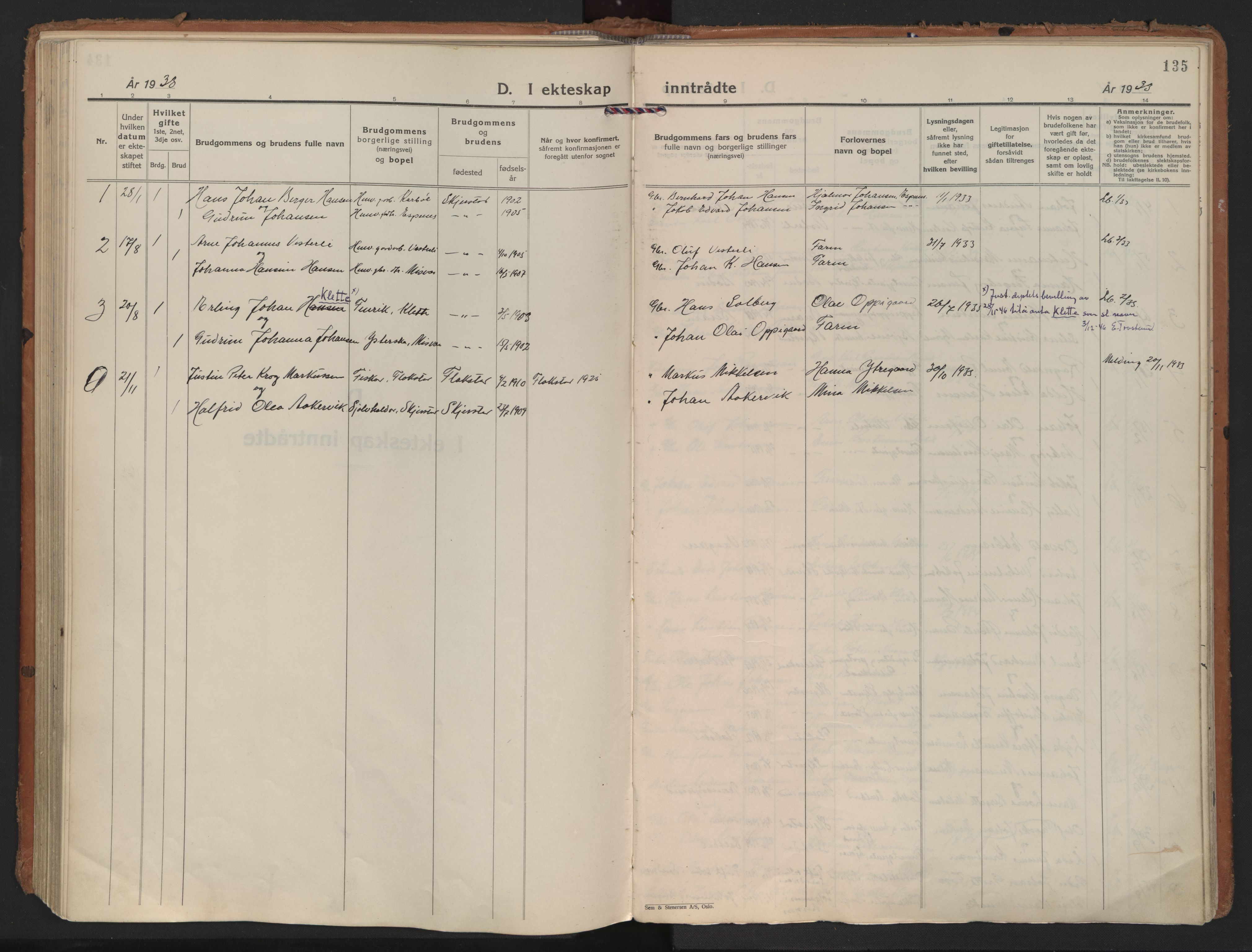 Ministerialprotokoller, klokkerbøker og fødselsregistre - Nordland, AV/SAT-A-1459/852/L0749: Ministerialbok nr. 852A19, 1933-1951, s. 135