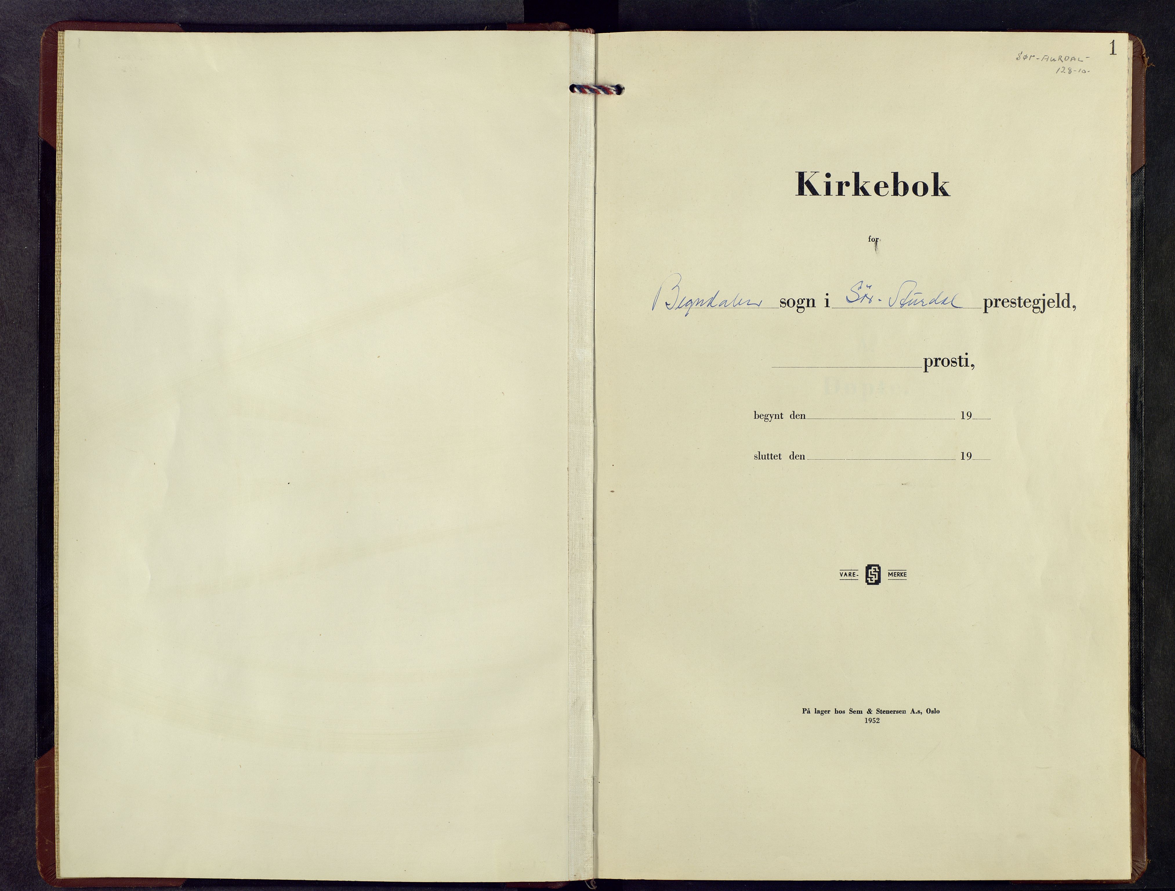 Sør-Aurdal prestekontor, SAH/PREST-128/H/Ha/Hab/L0015: Klokkerbok nr. 15, 1955-1968, s. 1