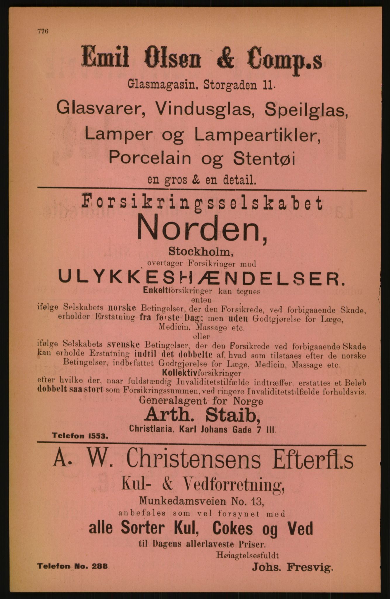 Kristiania/Oslo adressebok, PUBL/-, 1891, s. 776