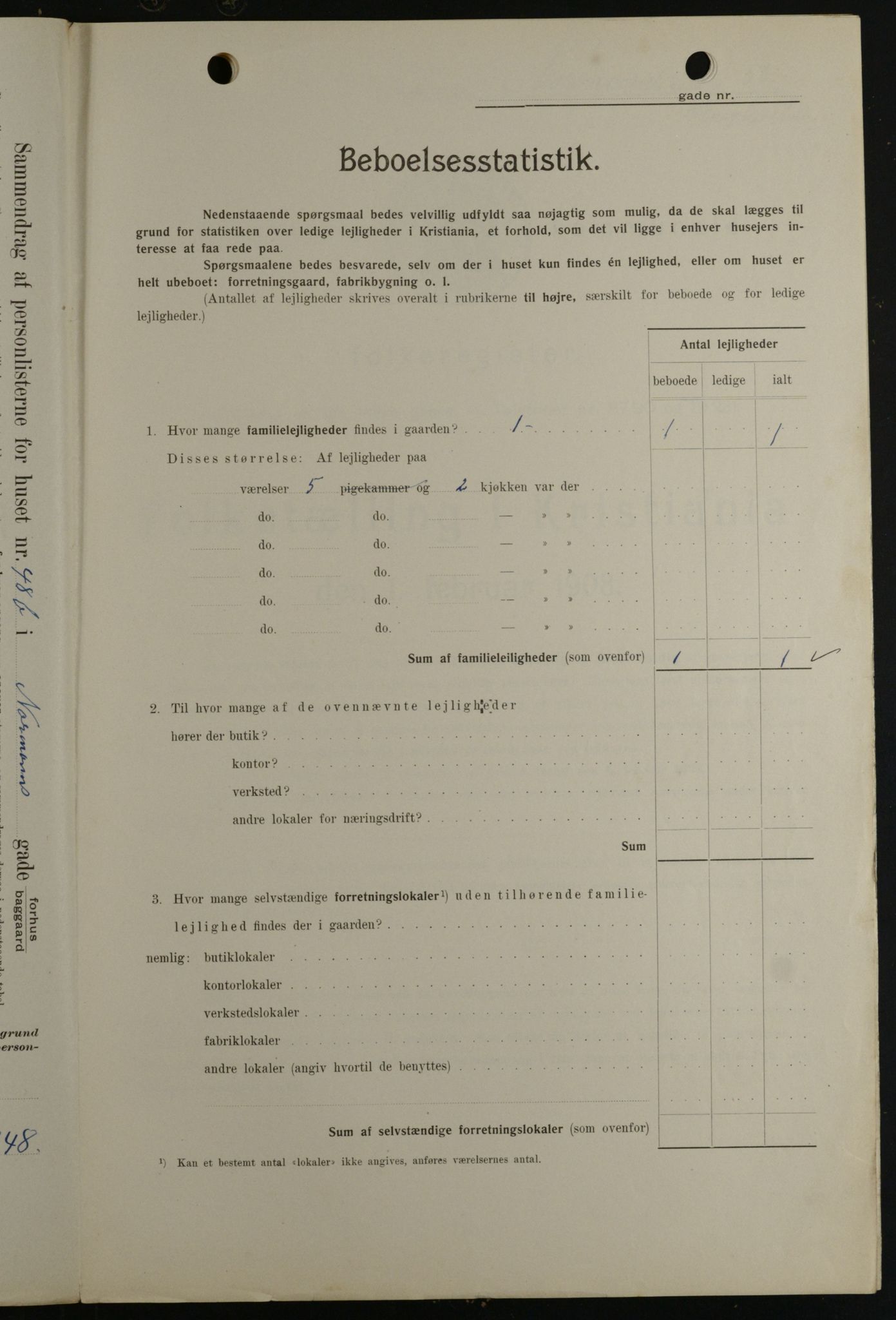 OBA, Kommunal folketelling 1.2.1908 for Kristiania kjøpstad, 1908, s. 66443