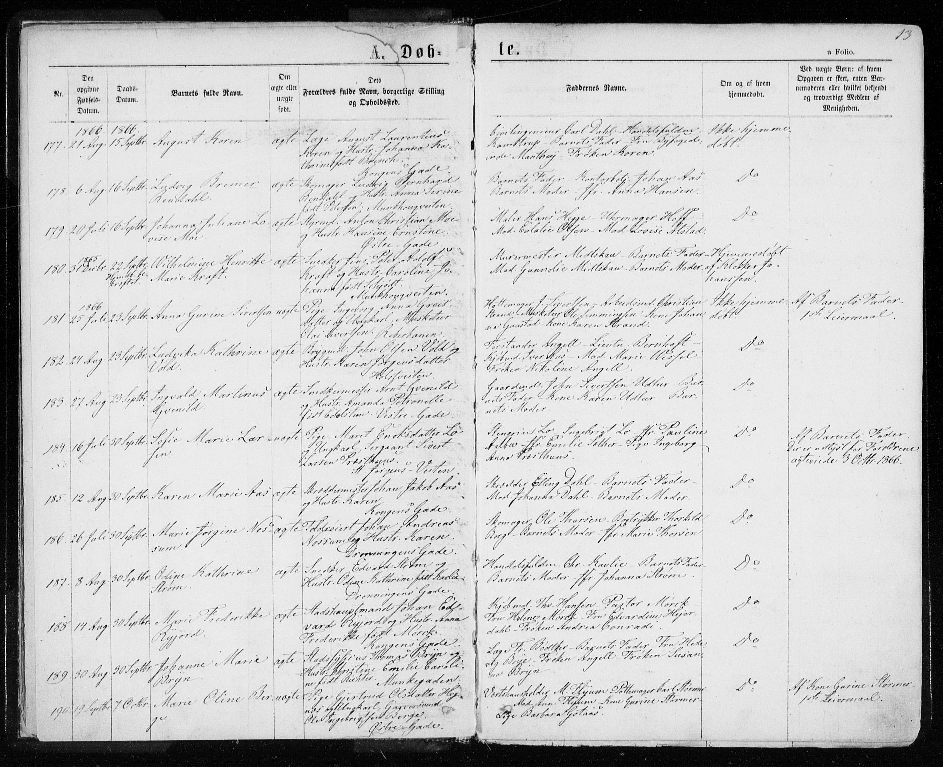 Ministerialprotokoller, klokkerbøker og fødselsregistre - Sør-Trøndelag, AV/SAT-A-1456/601/L0054: Ministerialbok nr. 601A22, 1866-1877, s. 13