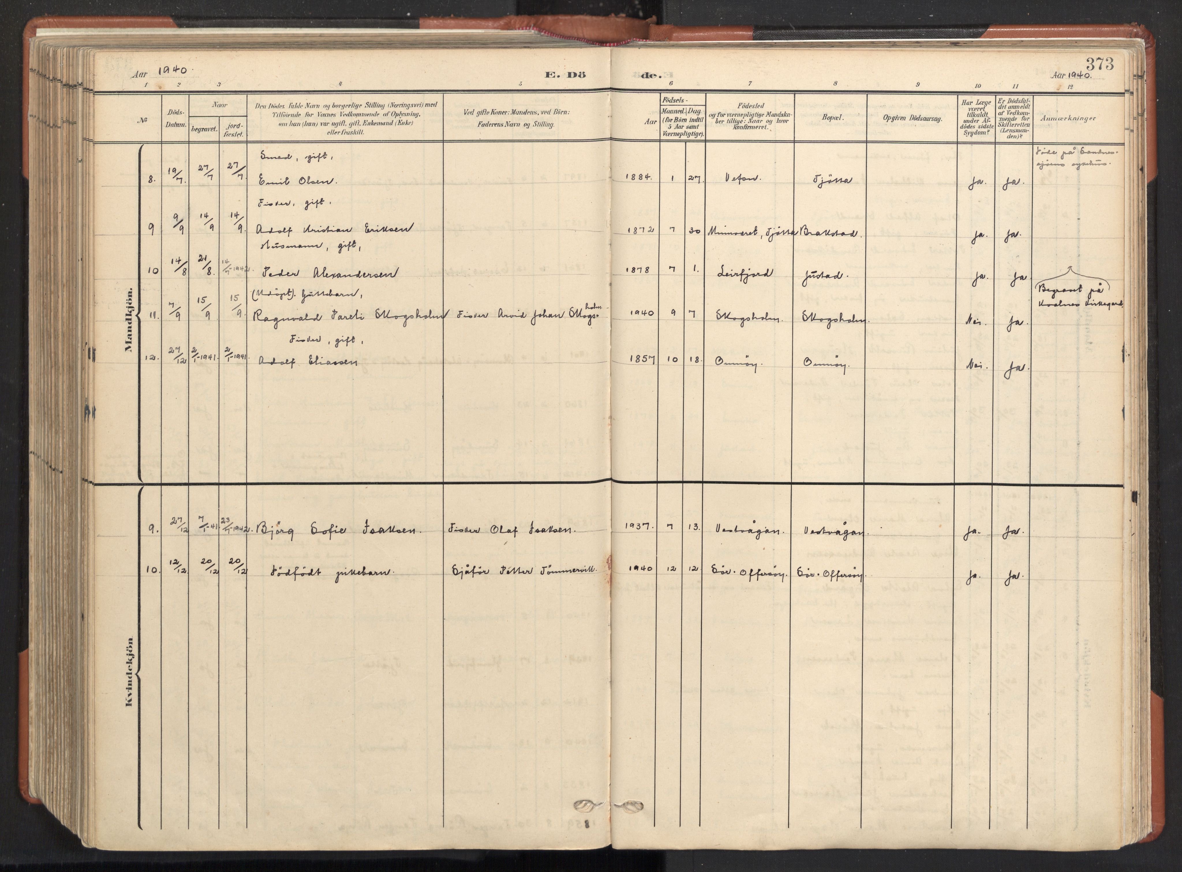 Ministerialprotokoller, klokkerbøker og fødselsregistre - Nordland, AV/SAT-A-1459/817/L0265: Ministerialbok nr. 817A05, 1908-1944, s. 373