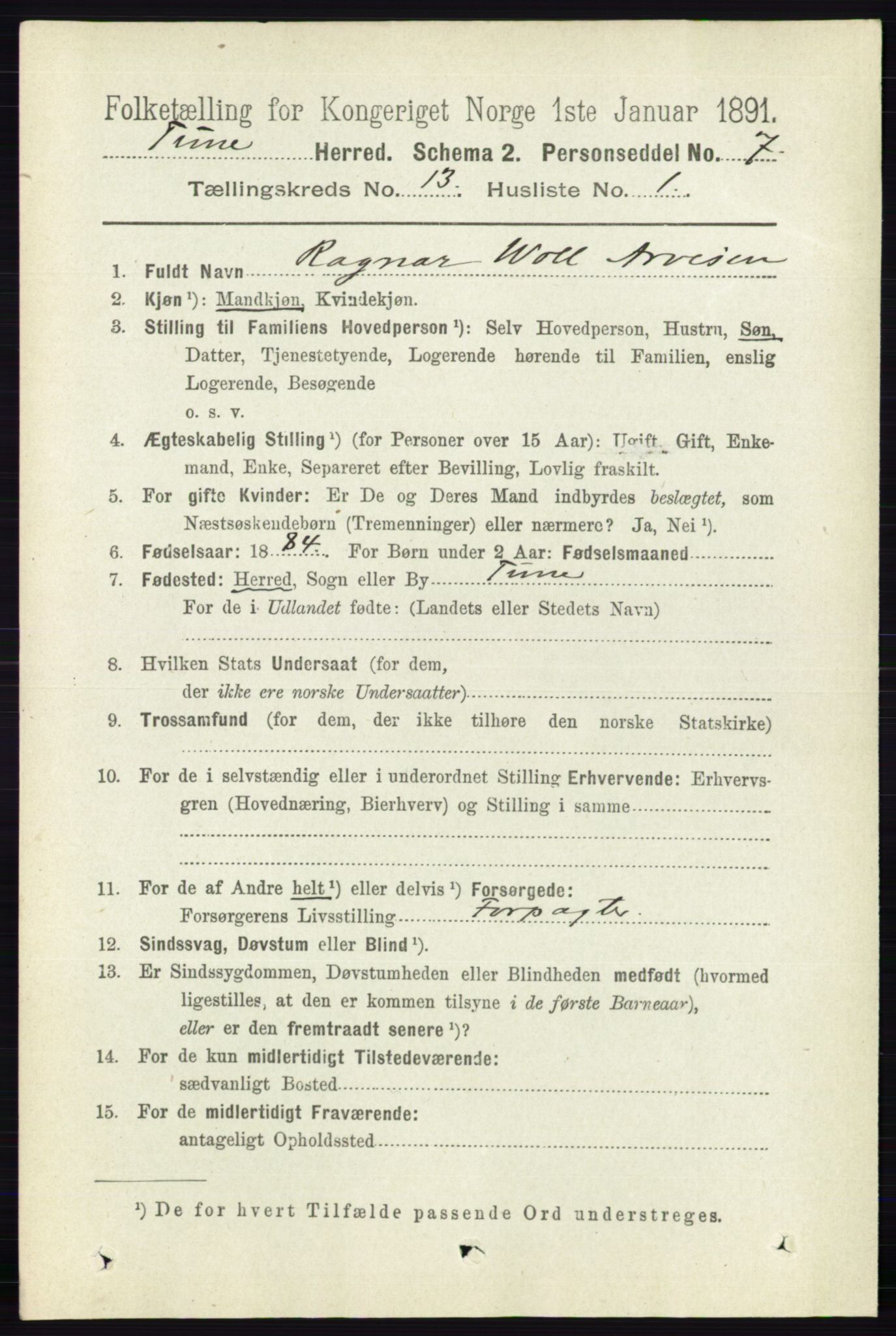 RA, Folketelling 1891 for 0130 Tune herred, 1891, s. 7567