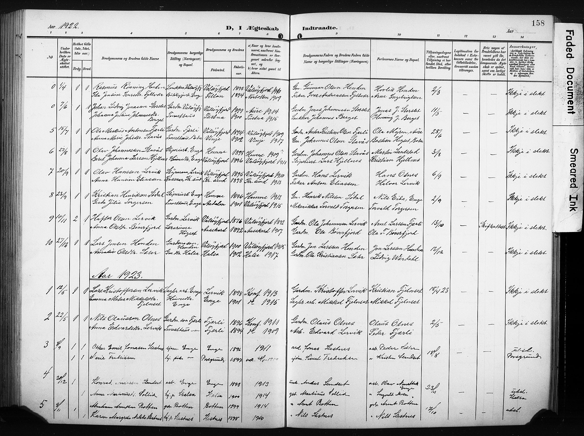 Ministerialprotokoller, klokkerbøker og fødselsregistre - Møre og Romsdal, AV/SAT-A-1454/580/L0927: Klokkerbok nr. 580C02, 1904-1932, s. 158