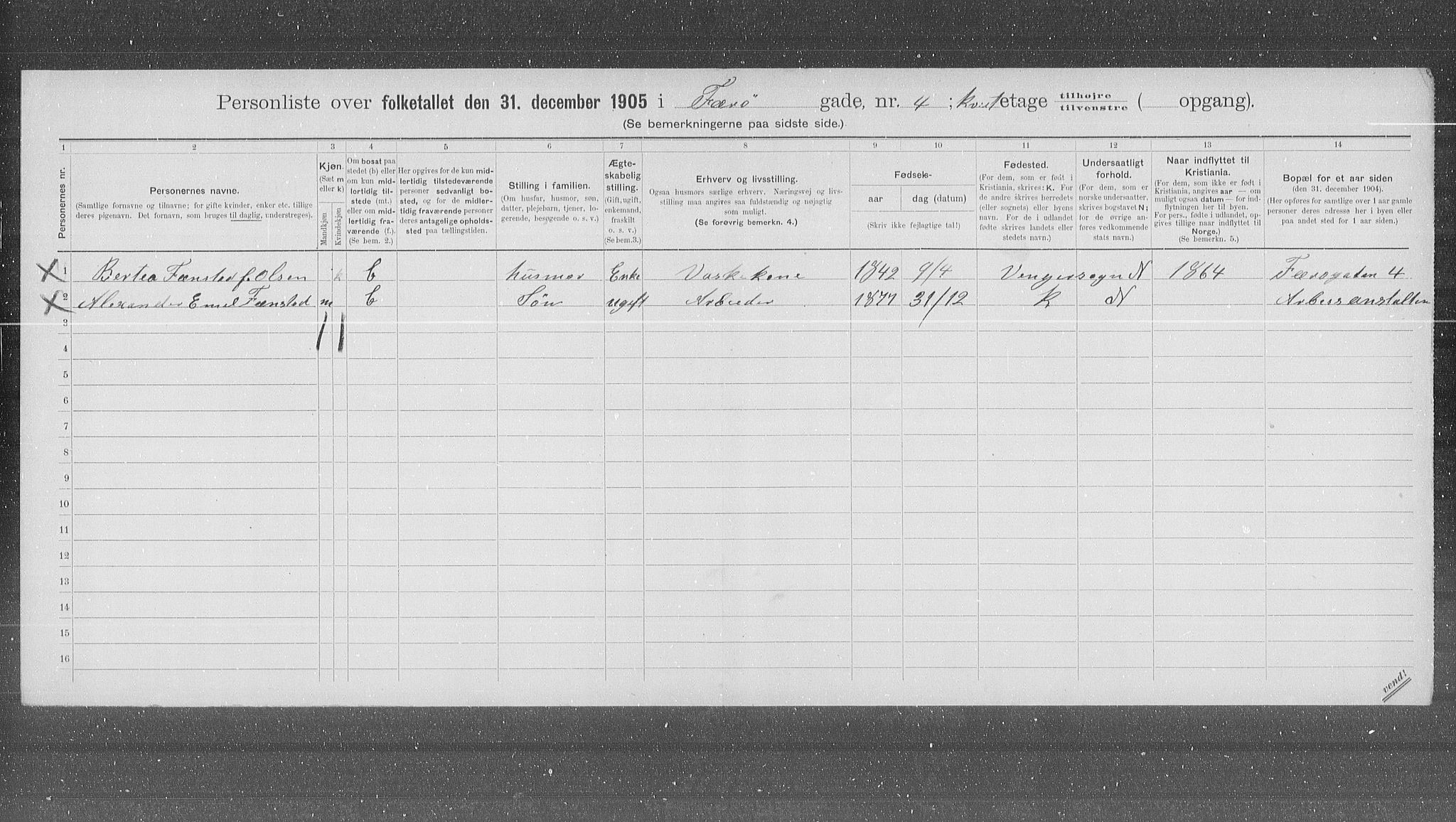 OBA, Kommunal folketelling 31.12.1905 for Kristiania kjøpstad, 1905, s. 14749
