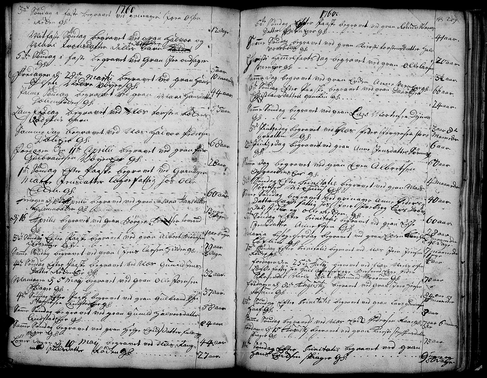 Gran prestekontor, AV/SAH-PREST-112/H/Ha/Haa/L0004: Ministerialbok nr. 4, 1759-1775, s. 209