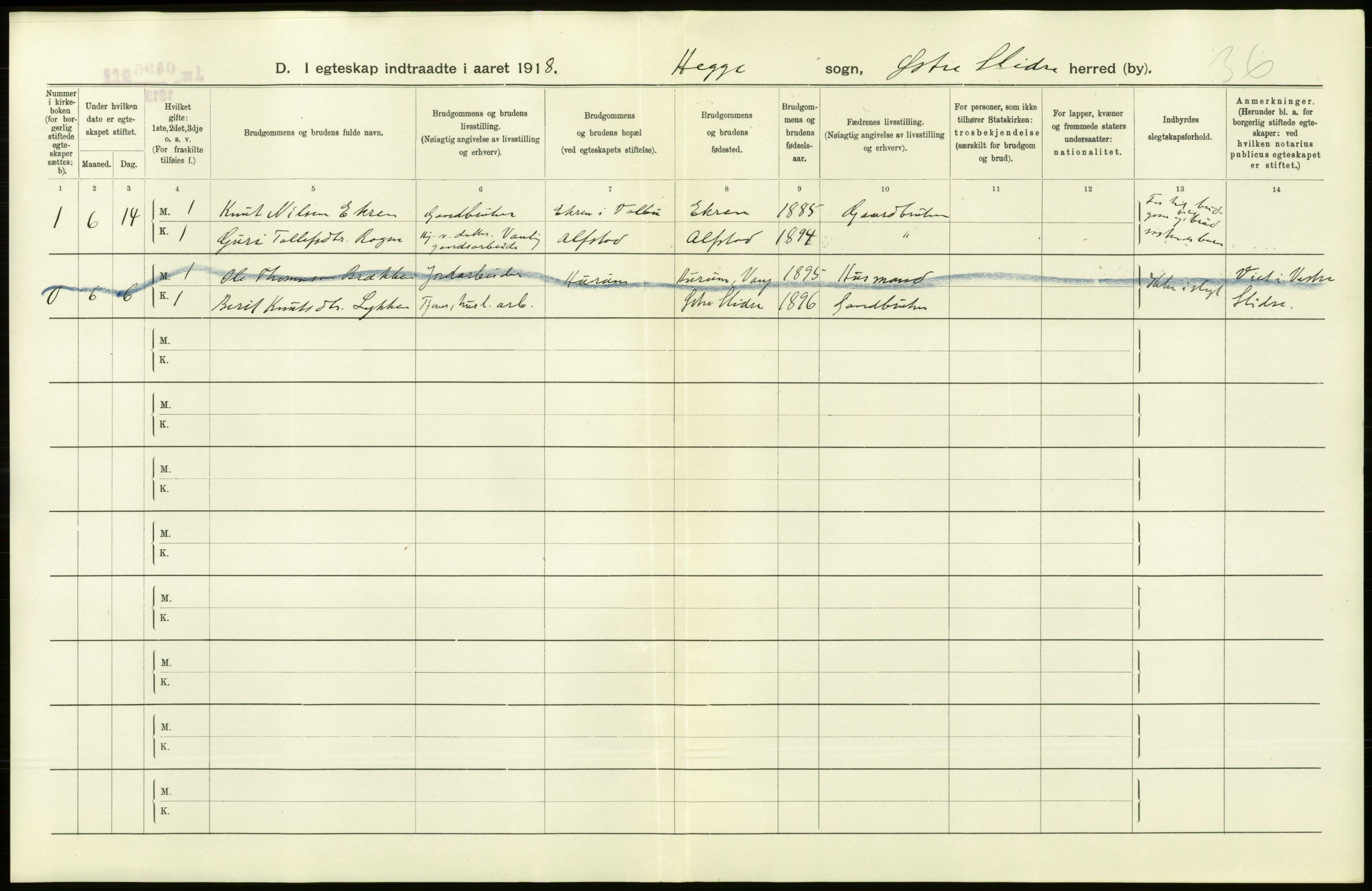 Statistisk sentralbyrå, Sosiodemografiske emner, Befolkning, RA/S-2228/D/Df/Dfb/Dfbh/L0016: Oppland fylke: Gifte, dødfødte. Bygder og byer., 1918, s. 211