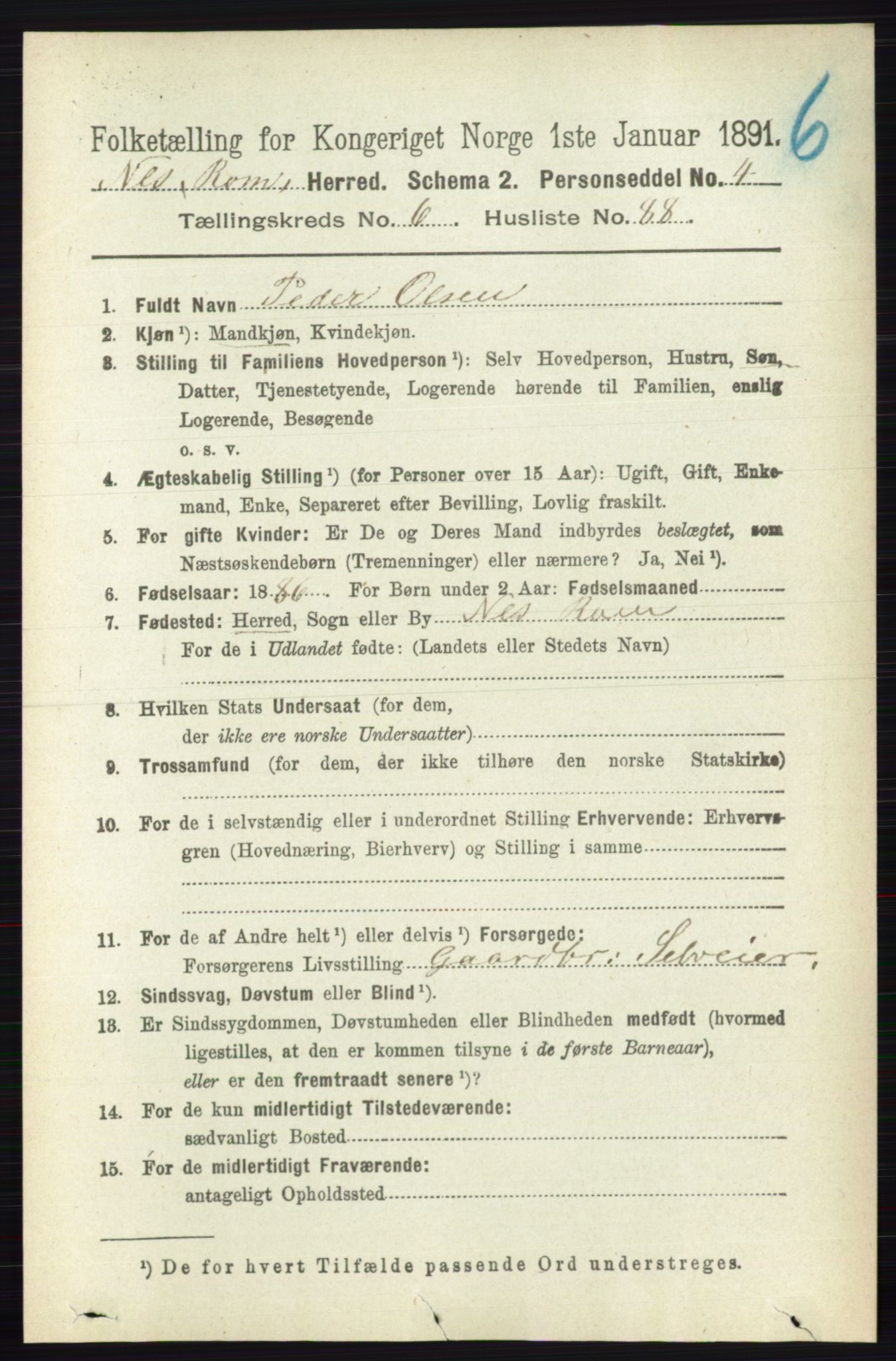 RA, Folketelling 1891 for 0236 Nes herred, 1891, s. 3925