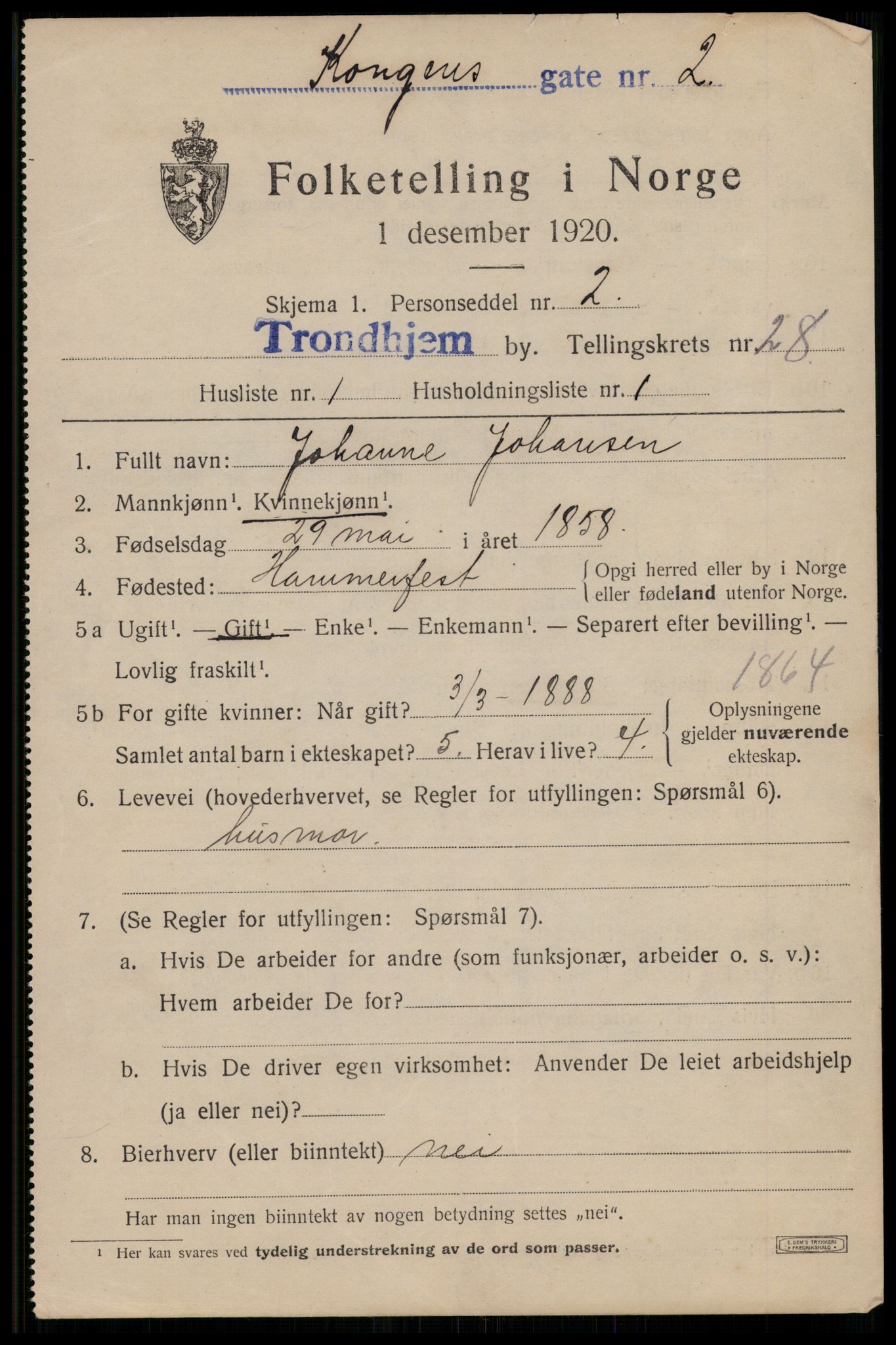 SAT, Folketelling 1920 for 1601 Trondheim kjøpstad, 1920, s. 70974