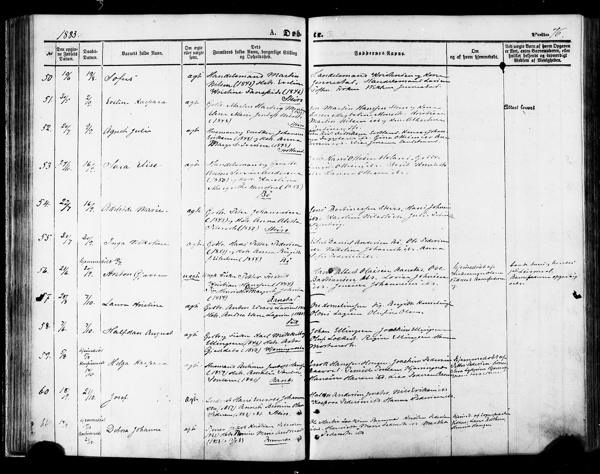 Ministerialprotokoller, klokkerbøker og fødselsregistre - Nordland, SAT/A-1459/895/L1370: Ministerialbok nr. 895A05, 1873-1884, s. 76