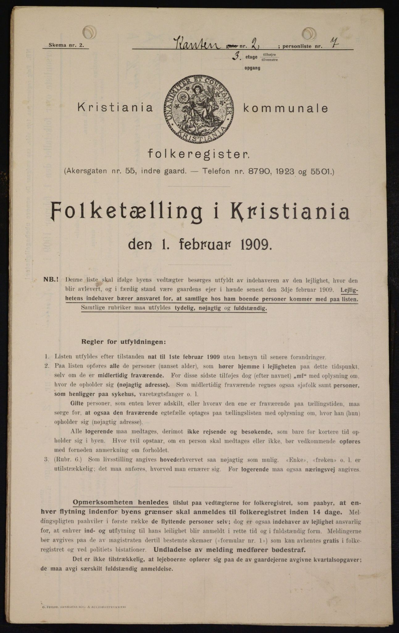 OBA, Kommunal folketelling 1.2.1909 for Kristiania kjøpstad, 1909, s. 43959