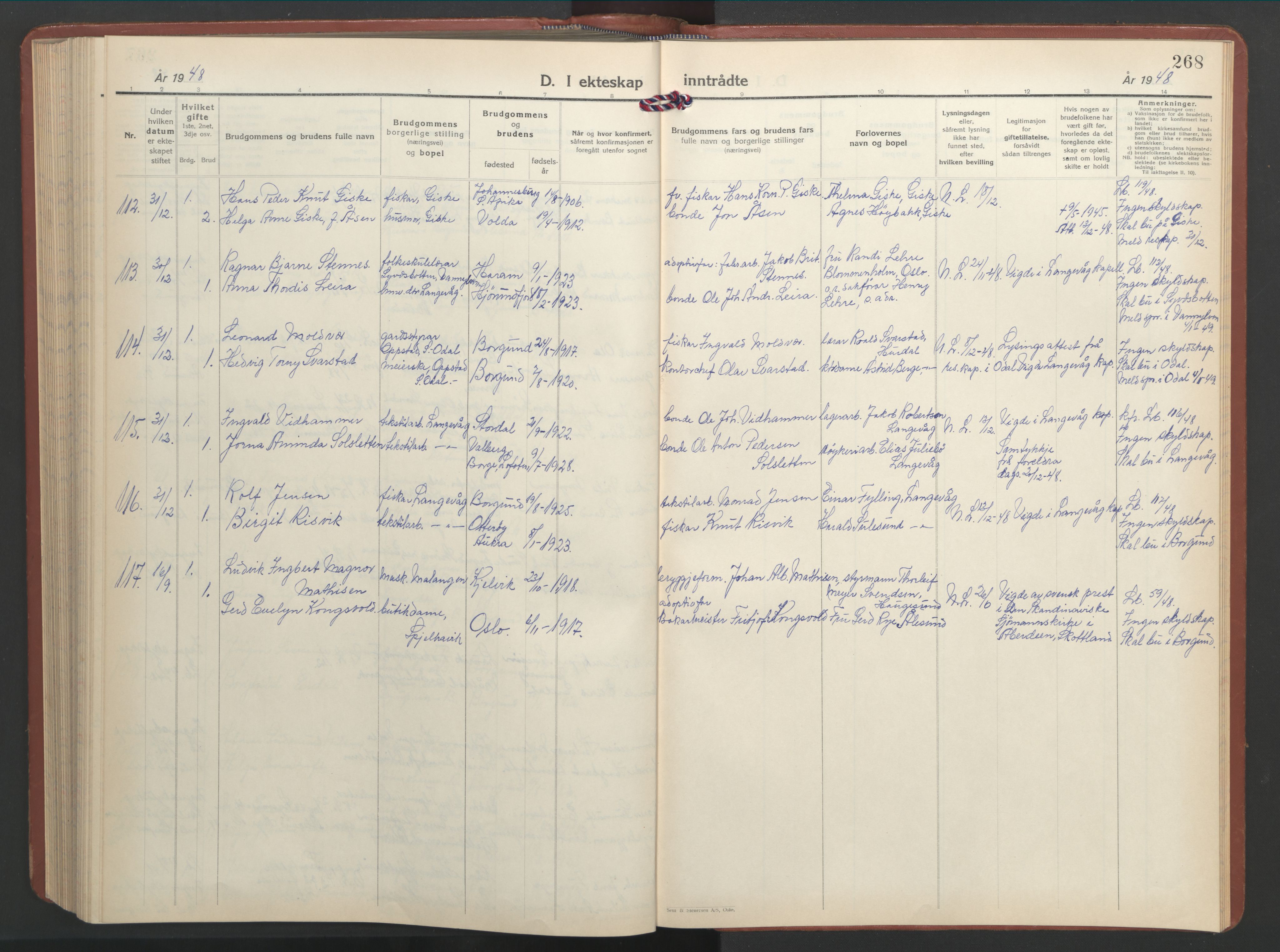 Ministerialprotokoller, klokkerbøker og fødselsregistre - Møre og Romsdal, AV/SAT-A-1454/528/L0437: Klokkerbok nr. 528C18, 1939-1948, s. 268