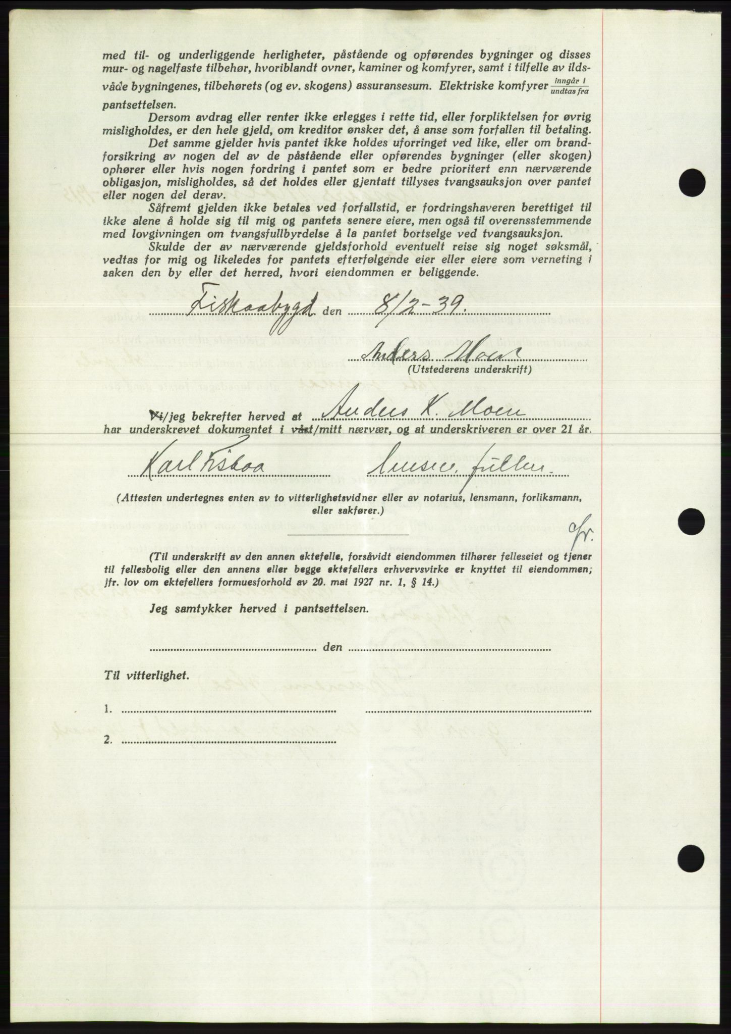 Søre Sunnmøre sorenskriveri, AV/SAT-A-4122/1/2/2C/L0067: Pantebok nr. 61, 1938-1939, Dagboknr: 174/1939