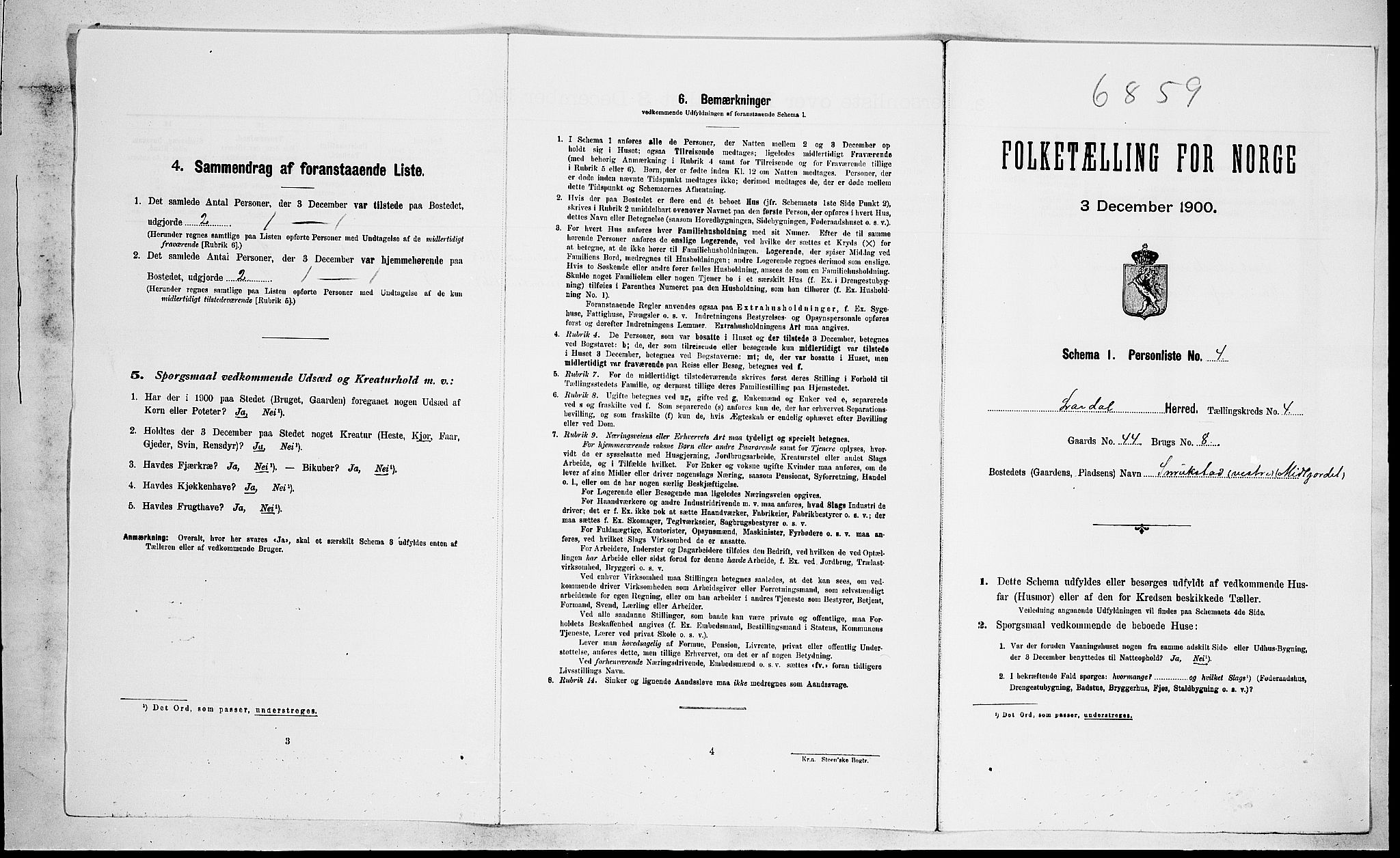 RA, Folketelling 1900 for 0728 Lardal herred, 1900, s. 493