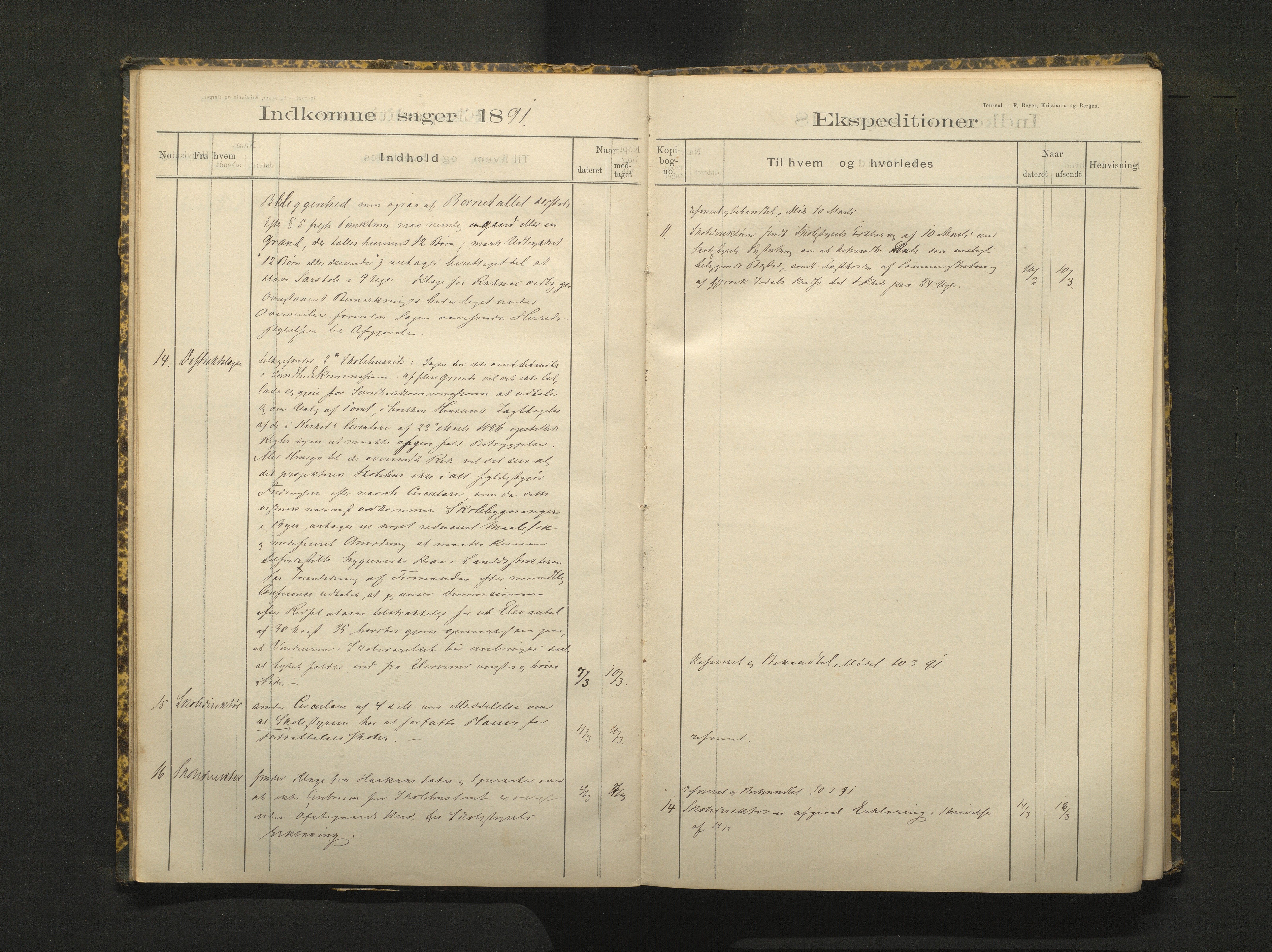 Hamre kommune. Skulestyret, IKAH/1254-211/C/Ca/L0002: Postjournal for Hamre skulestyre, 1890-1901