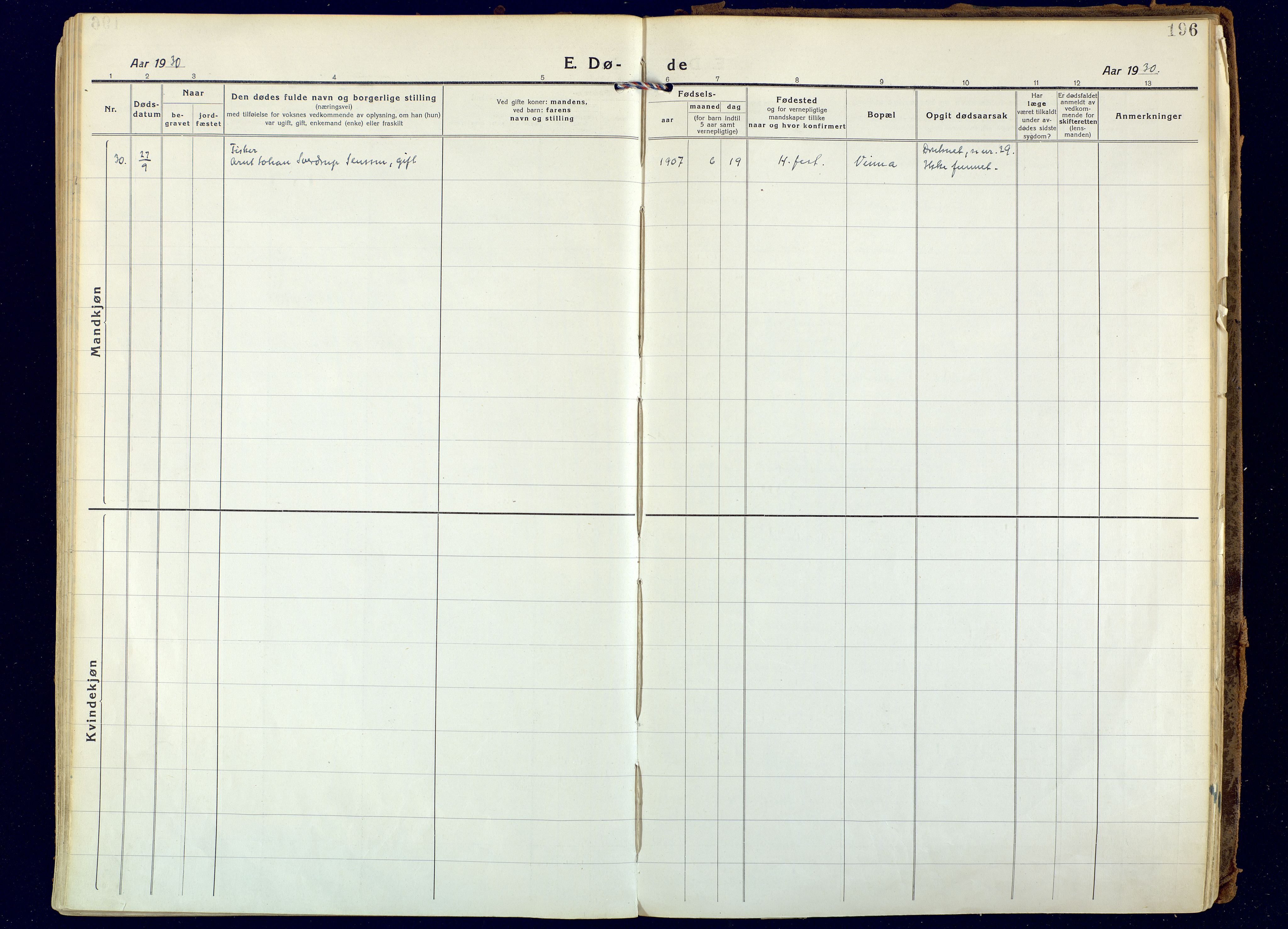 Hammerfest sokneprestkontor, SATØ/S-1347: Ministerialbok nr. 18, 1918-1933, s. 196