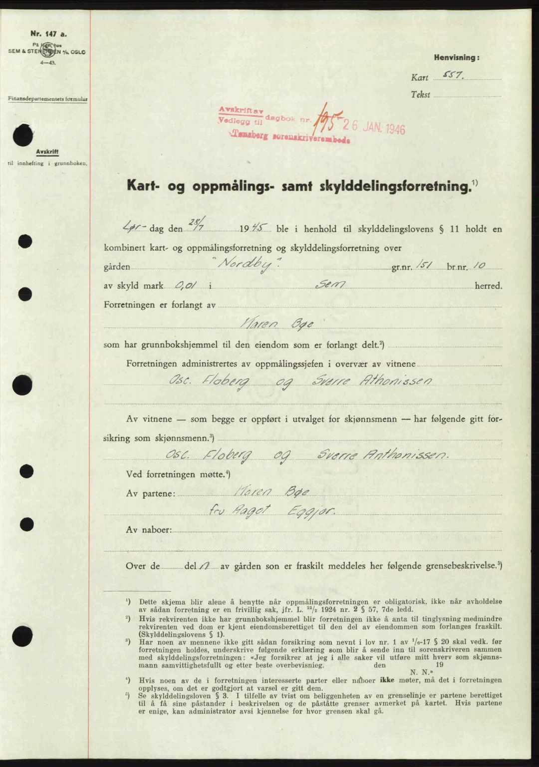 Jarlsberg sorenskriveri, SAKO/A-131/G/Ga/Gaa/L0018b: Pantebok nr. A-18b, 1946-1946, Dagboknr: 195/1946