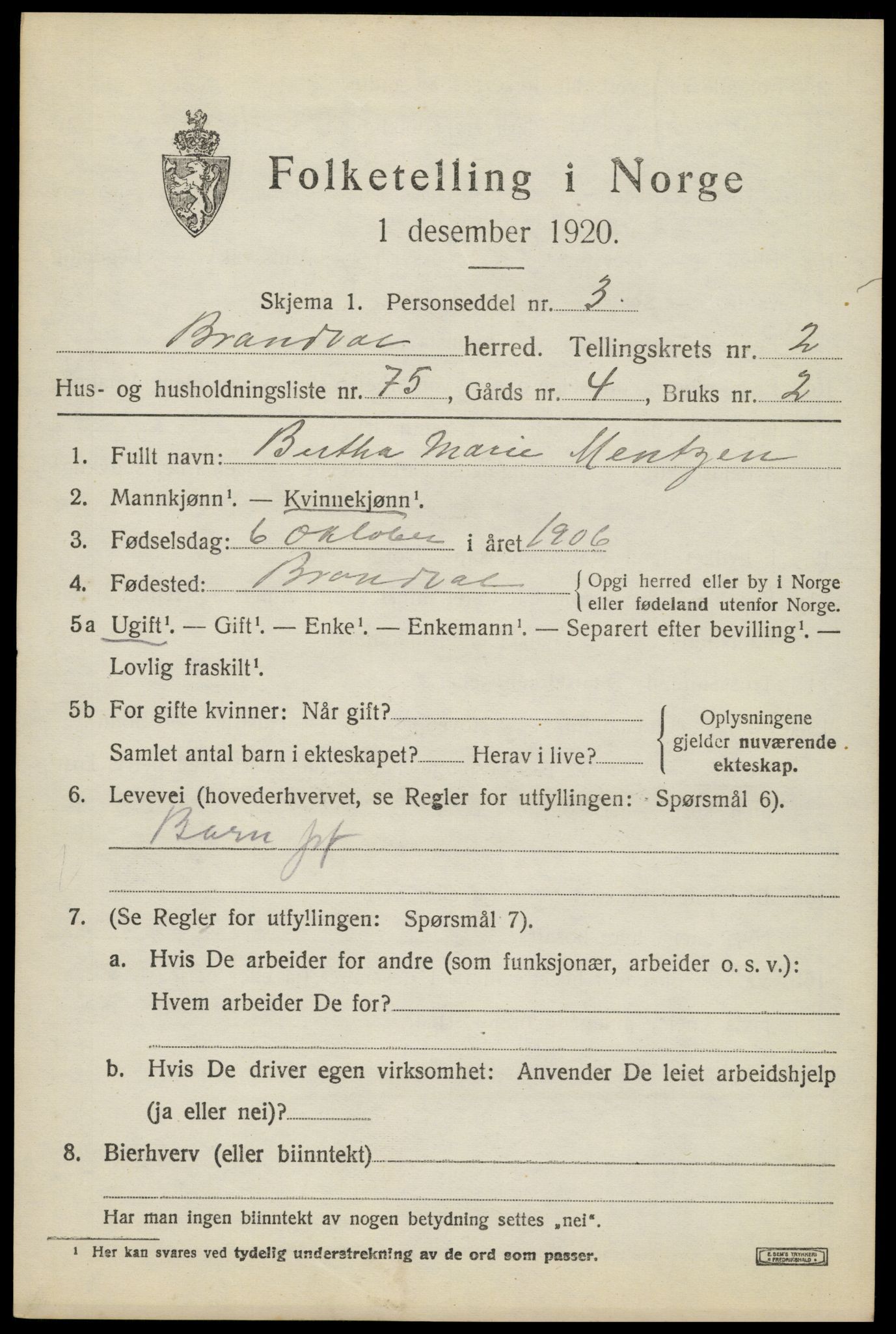 SAH, Folketelling 1920 for 0422 Brandval herred, 1920, s. 2984