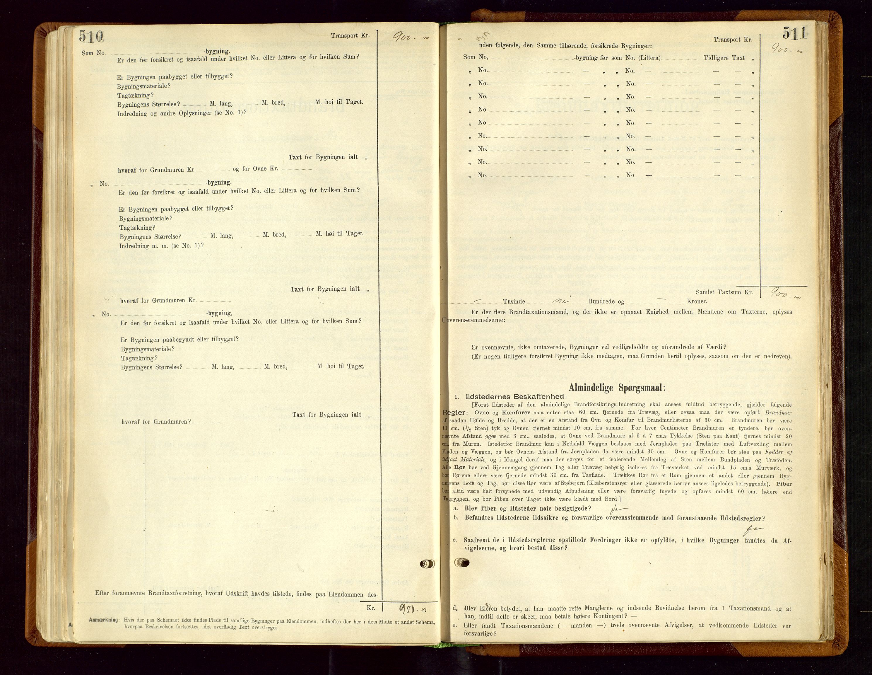 Sauda lensmannskontor, AV/SAST-A-100177/Gob/L0001: Branntakstprotokoll - skjematakst, 1894-1914, s. 510-511