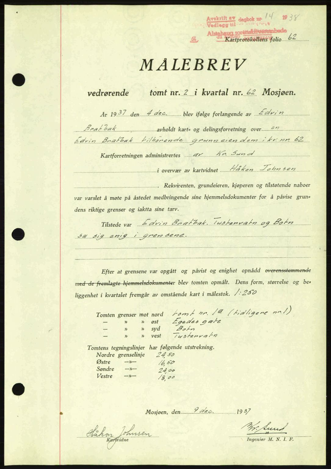 Alstahaug sorenskriveri, SAT/A-1009: Pantebok nr. A3, 1937-1938, Dagboknr: 14/1938