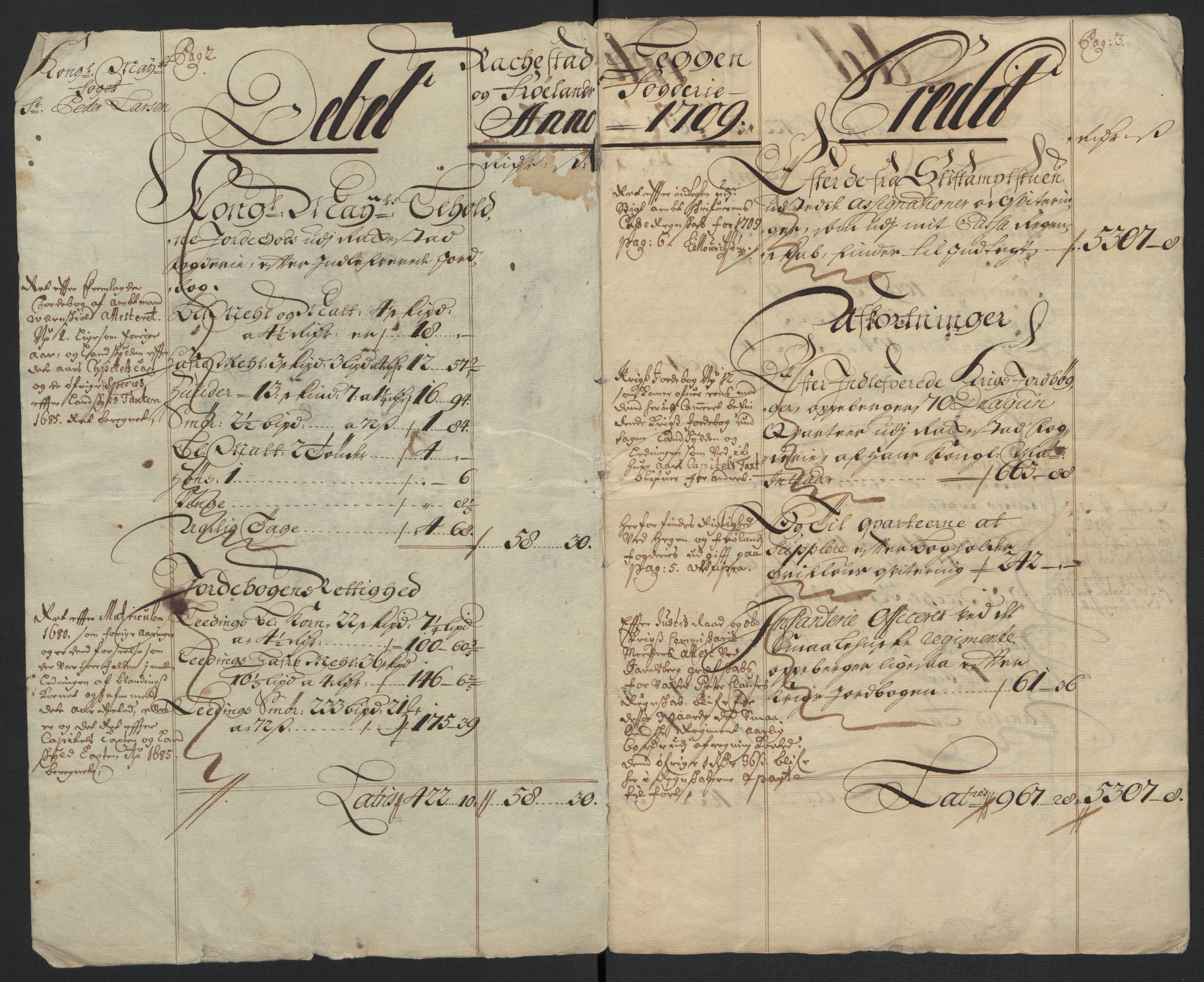 Rentekammeret inntil 1814, Reviderte regnskaper, Fogderegnskap, AV/RA-EA-4092/R07/L0301: Fogderegnskap Rakkestad, Heggen og Frøland, 1709, s. 5