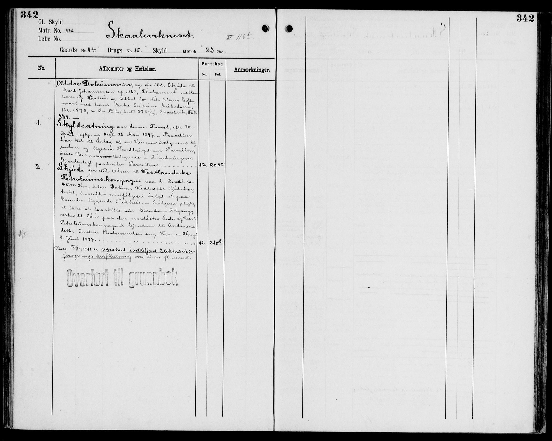 Midhordland sorenskriveri, AV/SAB-A-3001/1/G/Ga/Gab/L0107: Panteregister nr. II.A.b.107, s. 342