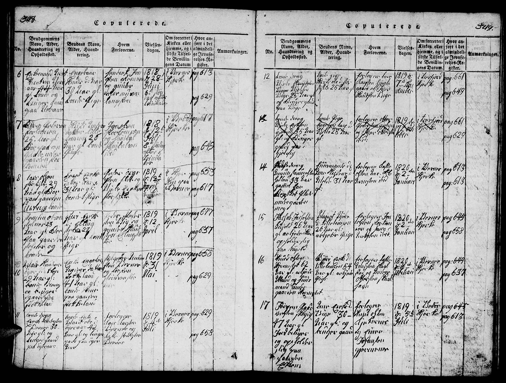 Ministerialprotokoller, klokkerbøker og fødselsregistre - Møre og Romsdal, AV/SAT-A-1454/539/L0535: Klokkerbok nr. 539C01, 1818-1842, s. 348-349