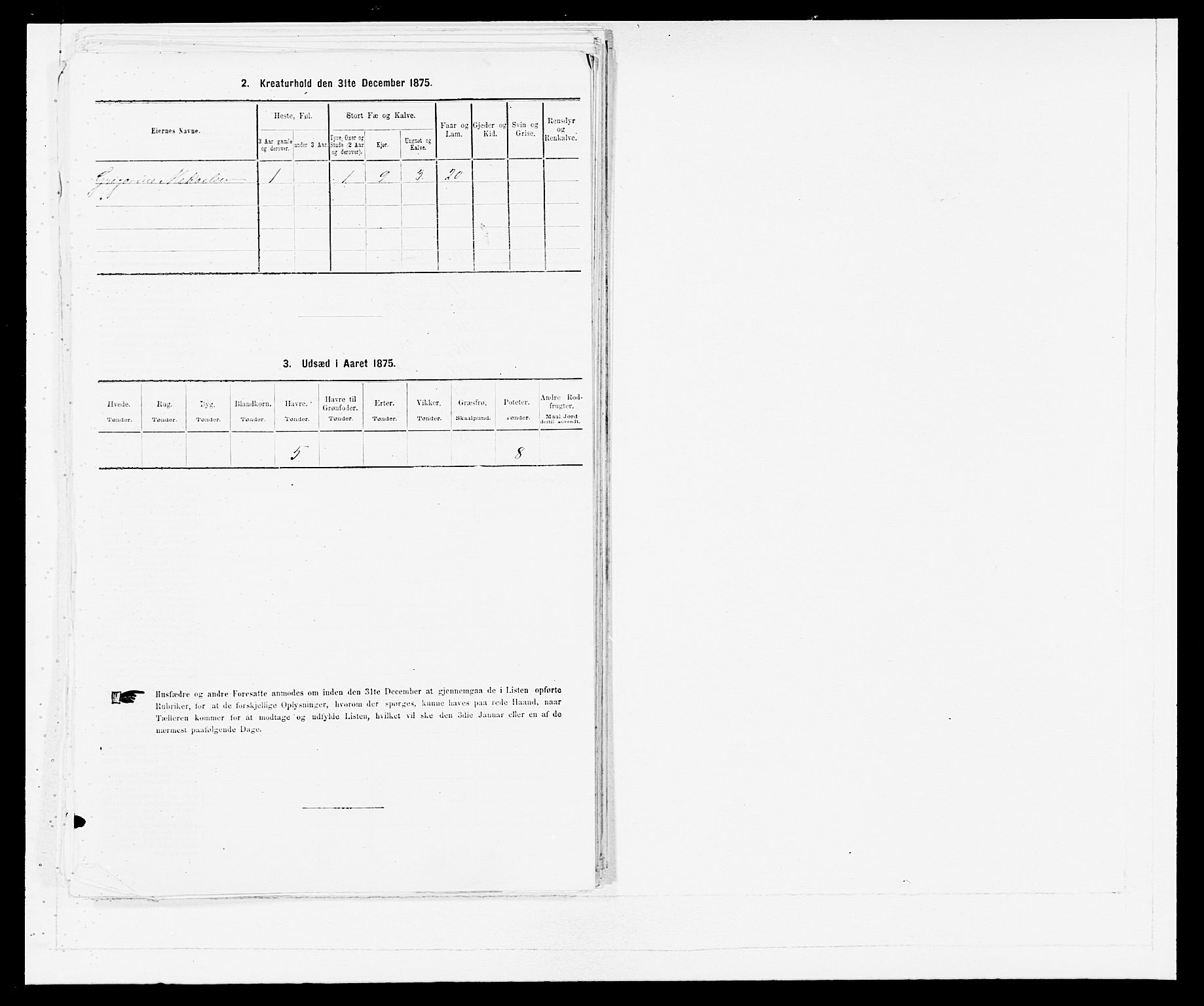 SAB, Folketelling 1875 for 1430P Indre Holmedal prestegjeld, 1875, s. 292