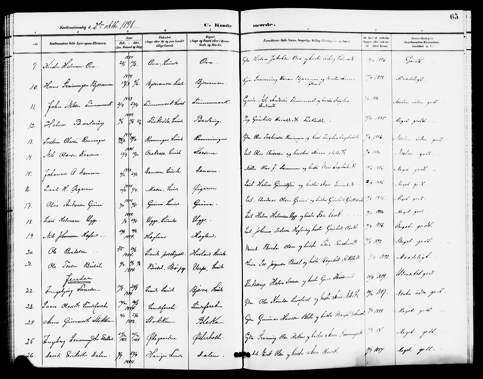 Lunde kirkebøker, AV/SAKO-A-282/G/Ga/L0003: Klokkerbok nr. I 3, 1896-1905, s. 65