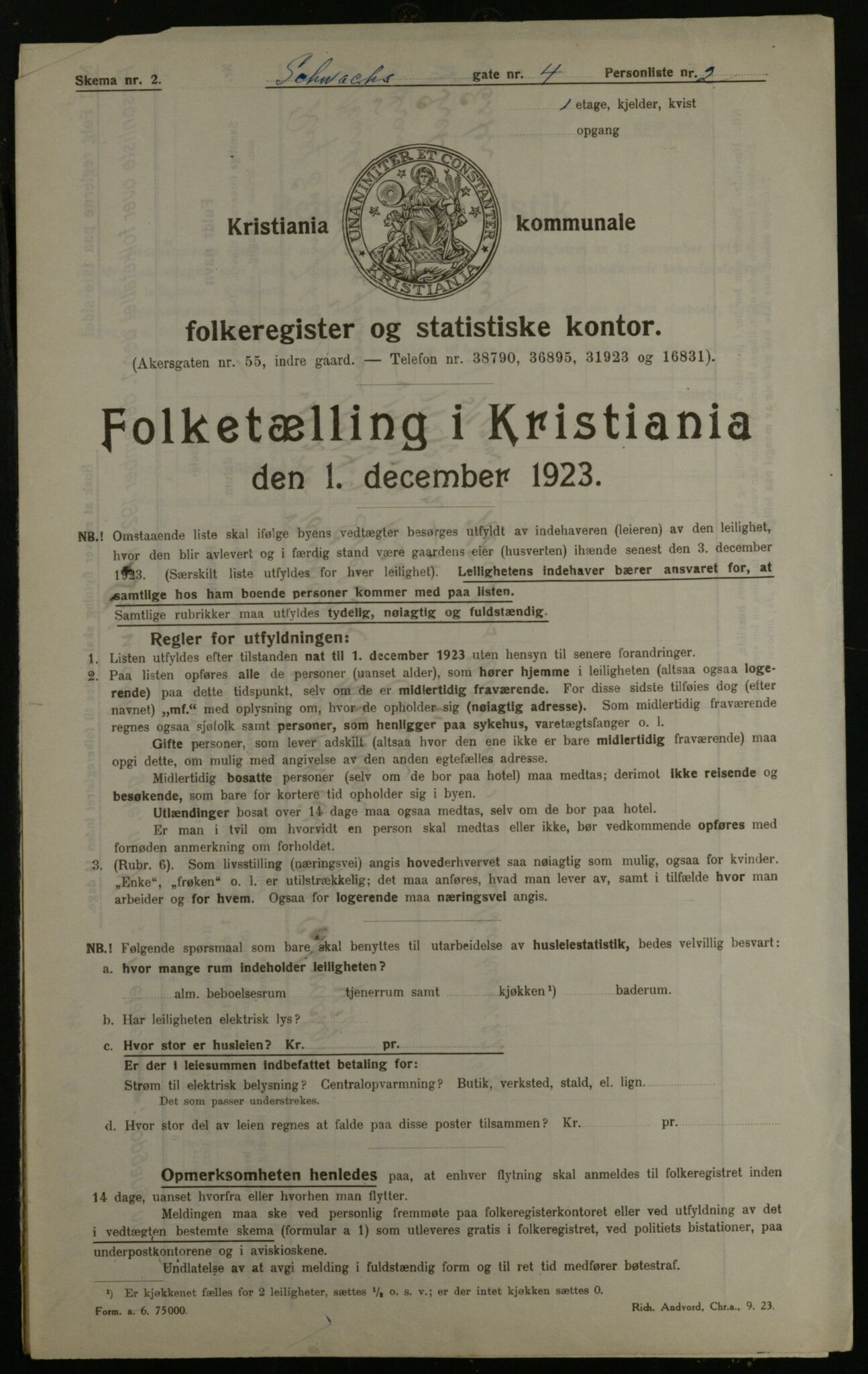 OBA, Kommunal folketelling 1.12.1923 for Kristiania, 1923, s. 100750