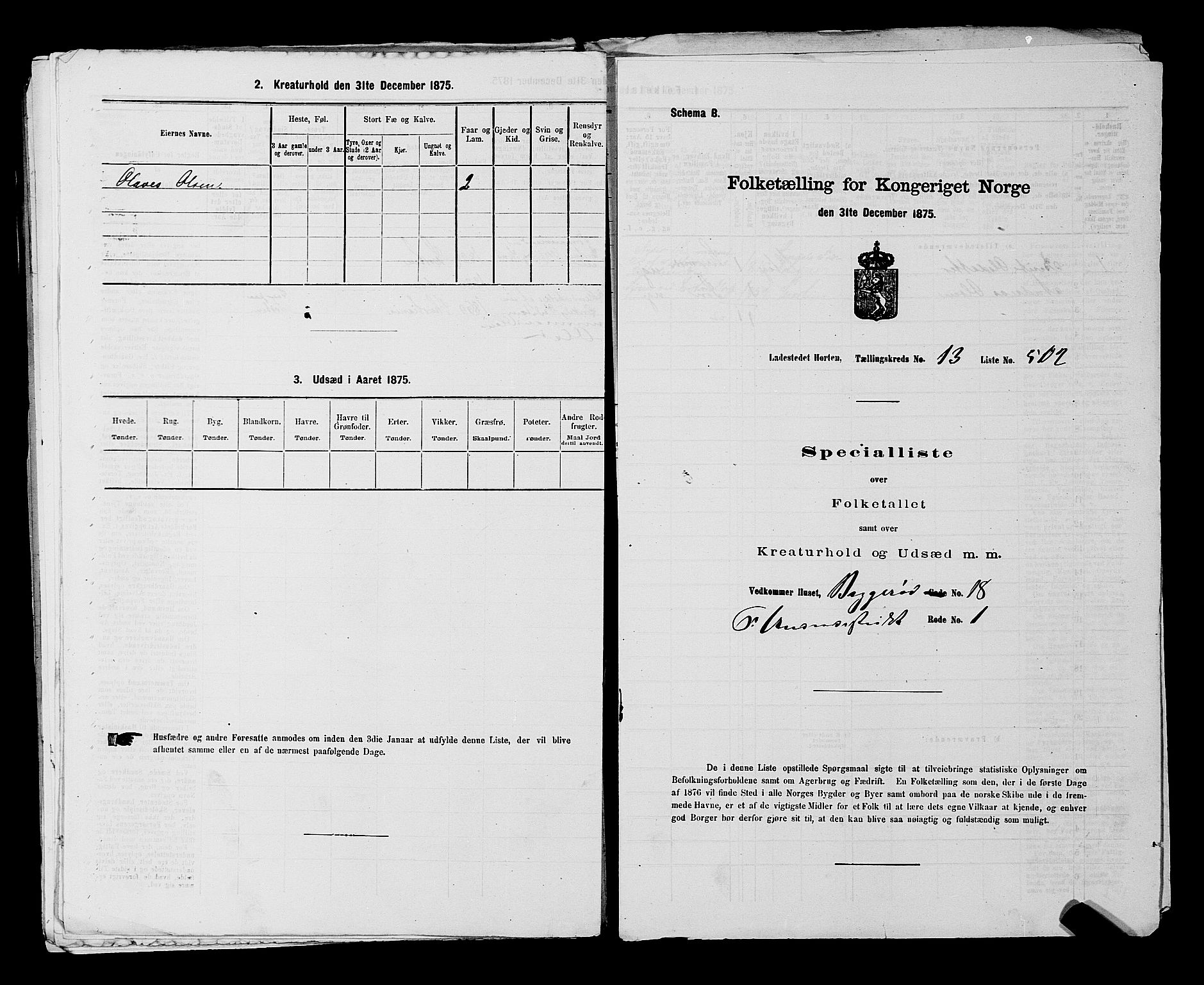 SAKO, Folketelling 1875 for 0703P Horten prestegjeld, 1875, s. 1122