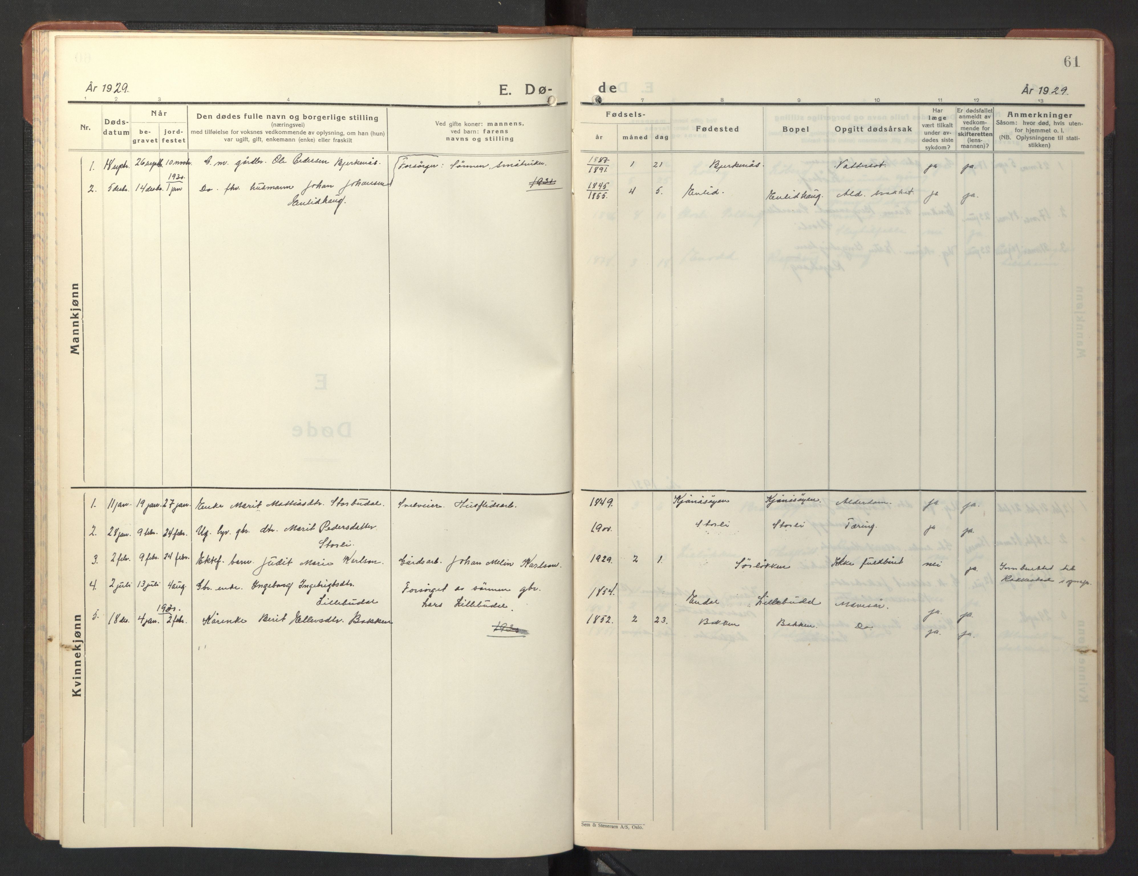 Ministerialprotokoller, klokkerbøker og fødselsregistre - Sør-Trøndelag, AV/SAT-A-1456/690/L1053: Klokkerbok nr. 690C03, 1930-1947, s. 61