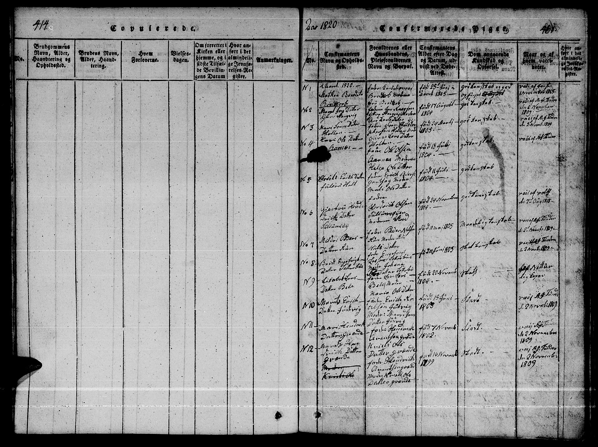 Ministerialprotokoller, klokkerbøker og fødselsregistre - Møre og Romsdal, AV/SAT-A-1454/592/L1031: Klokkerbok nr. 592C01, 1820-1833, s. 460-461