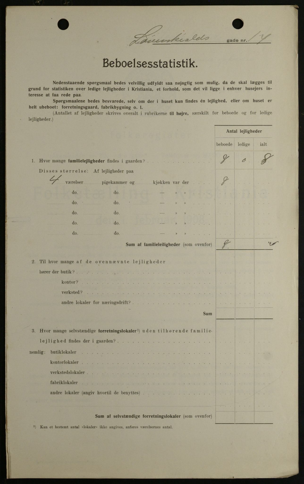 OBA, Kommunal folketelling 1.2.1908 for Kristiania kjøpstad, 1908, s. 52867