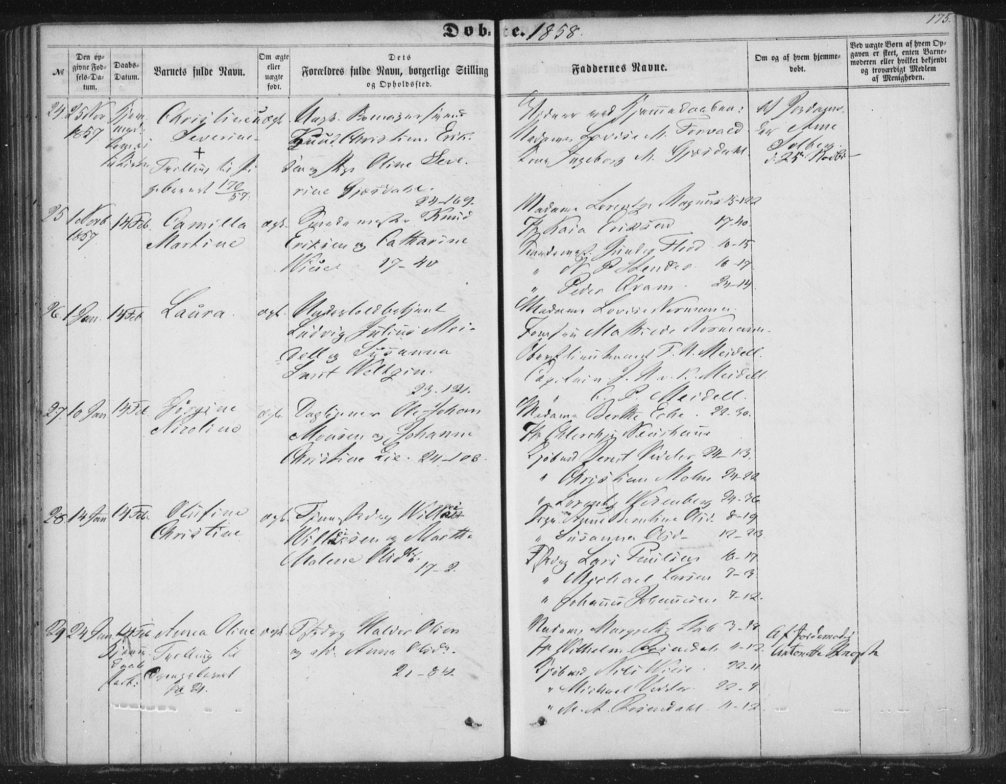 Korskirken sokneprestembete, AV/SAB-A-76101/H/Haa/L0018: Ministerialbok nr. B 4, 1857-1866, s. 175